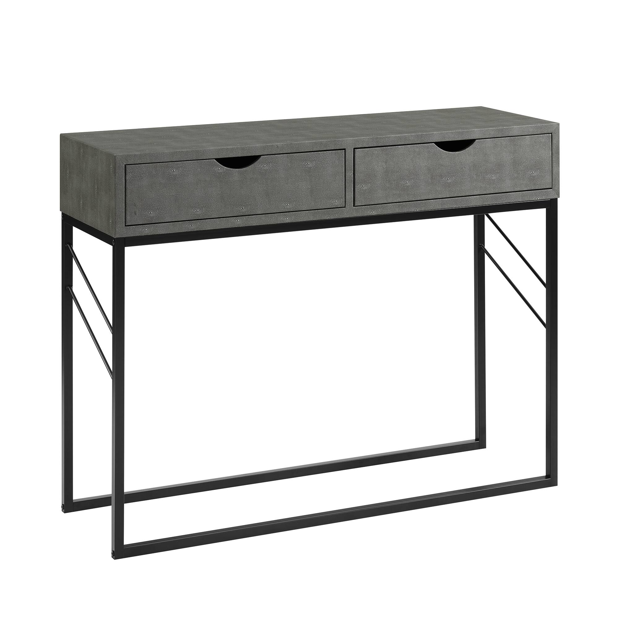 Walker Edison Gray 2-Drawer Faux Shagreen Entry Table