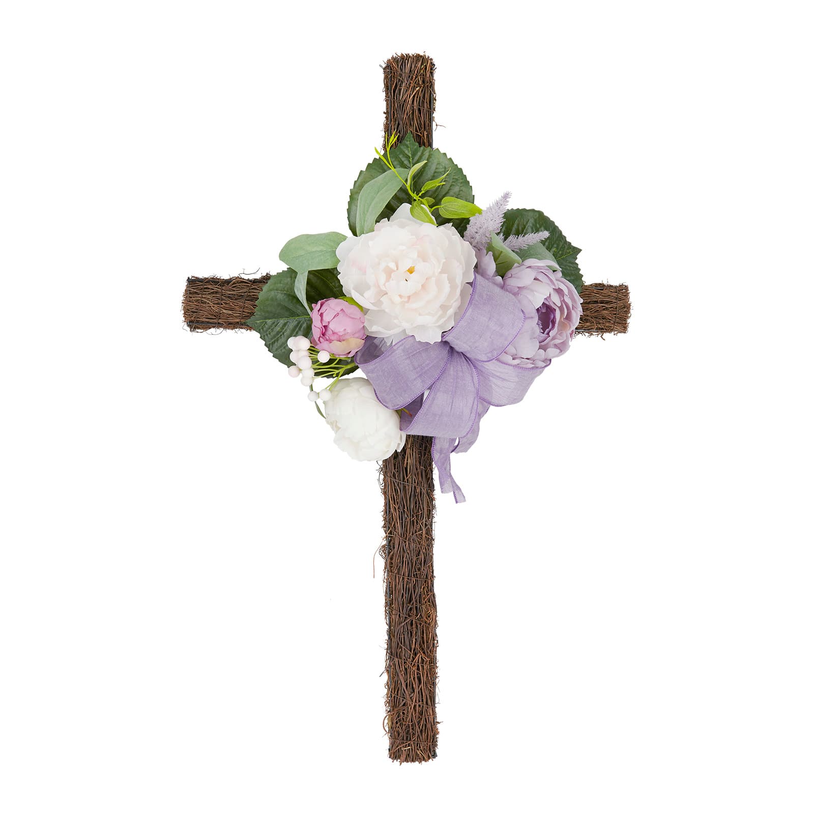 3ft. Purple &#x26; Cream Peony Cross by Ashland&#xAE;