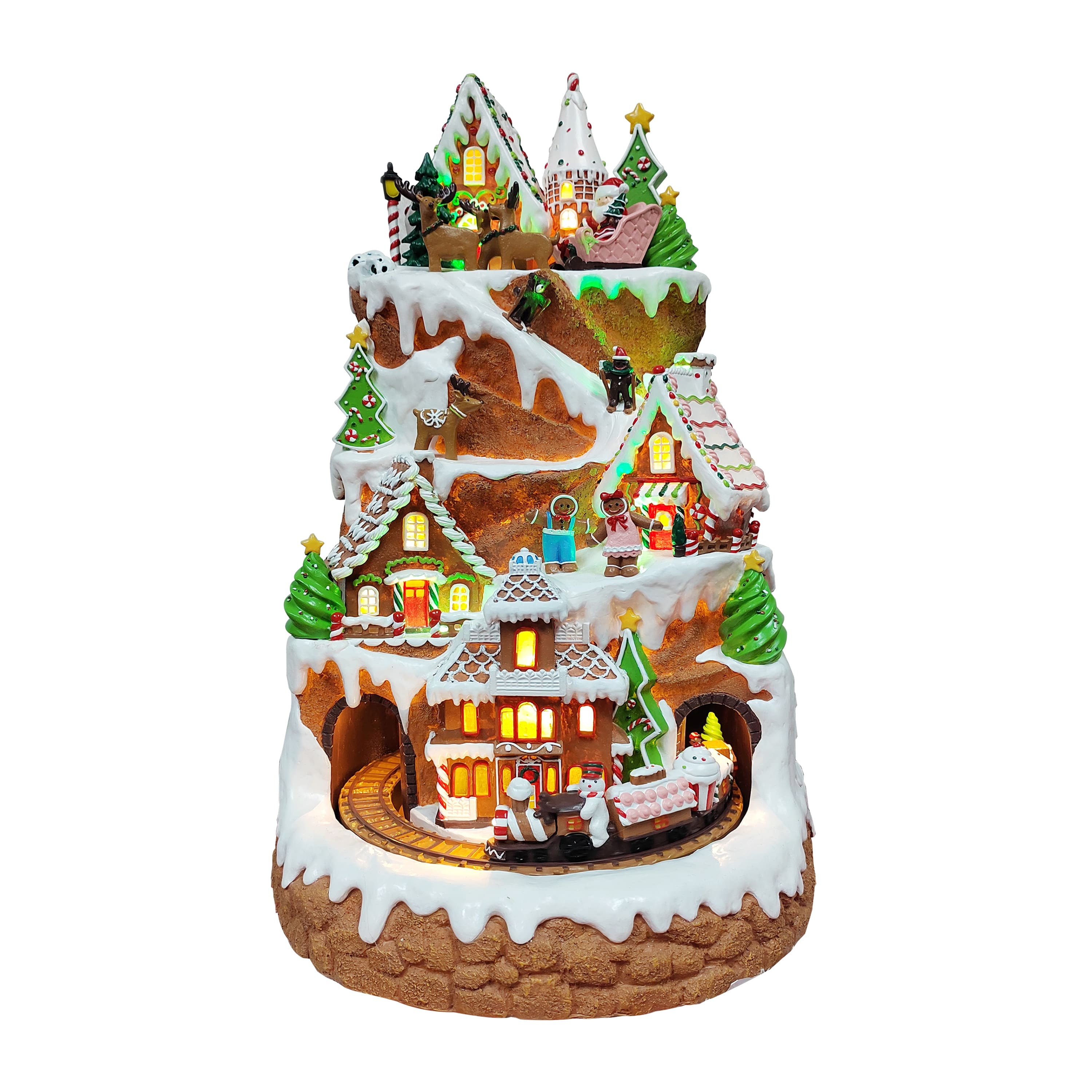 21" Animated Gingerbread Multi Tiered Mountain