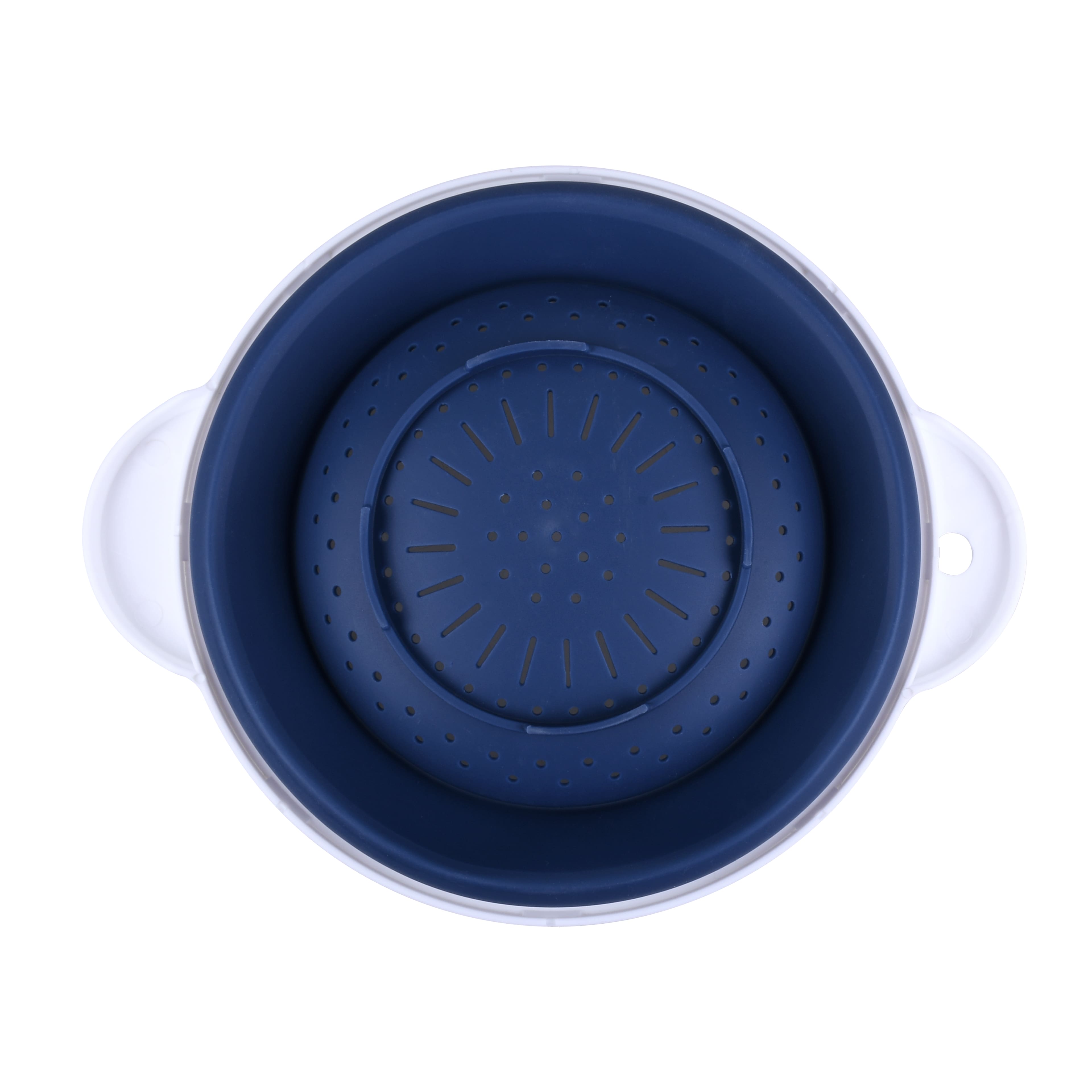 11&#x22; Blue &#x26; White Silicone Colander by Makery&#x2122;