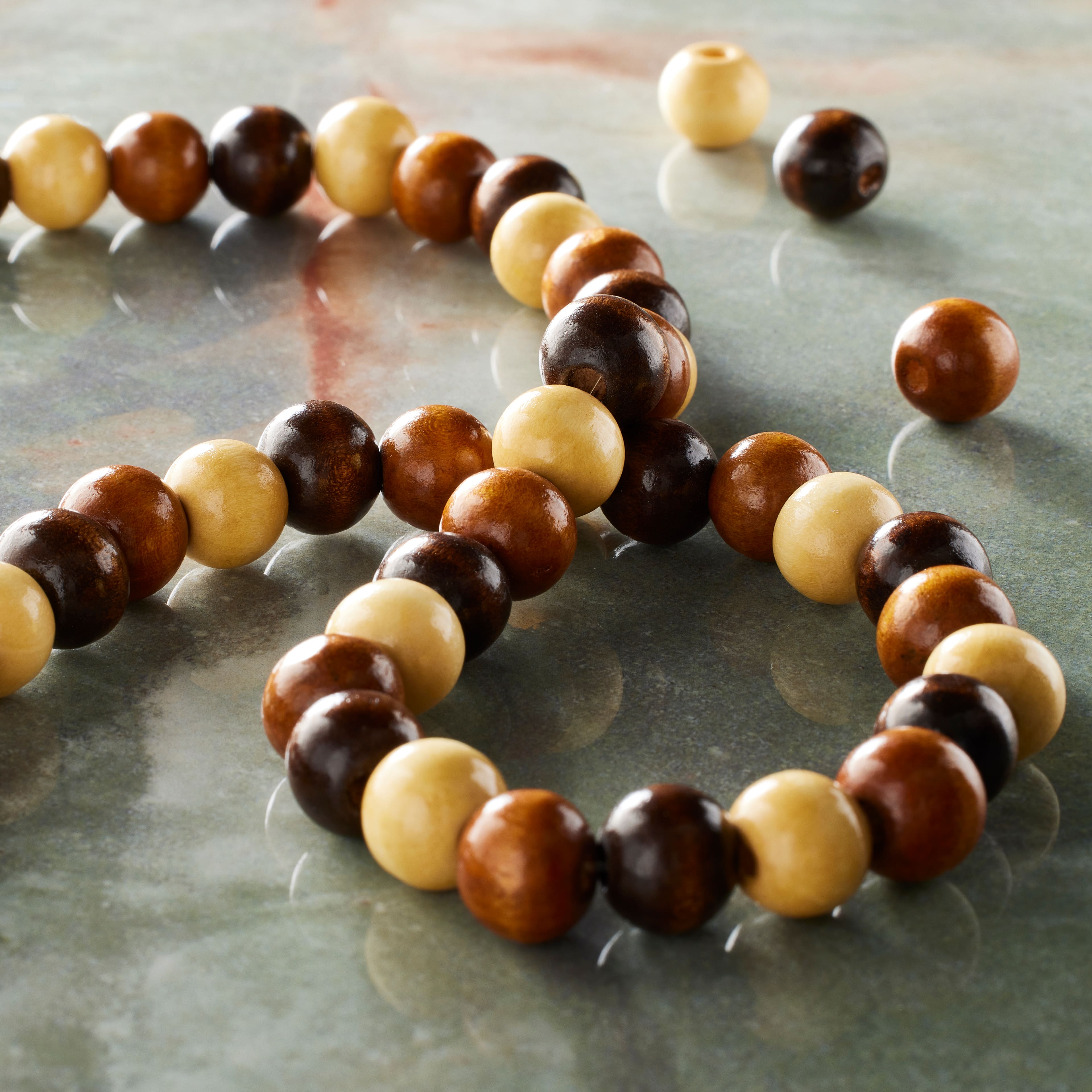 Beige &#x26; Brown Round Beads, 10mm by Bead Landing&#xAE; 