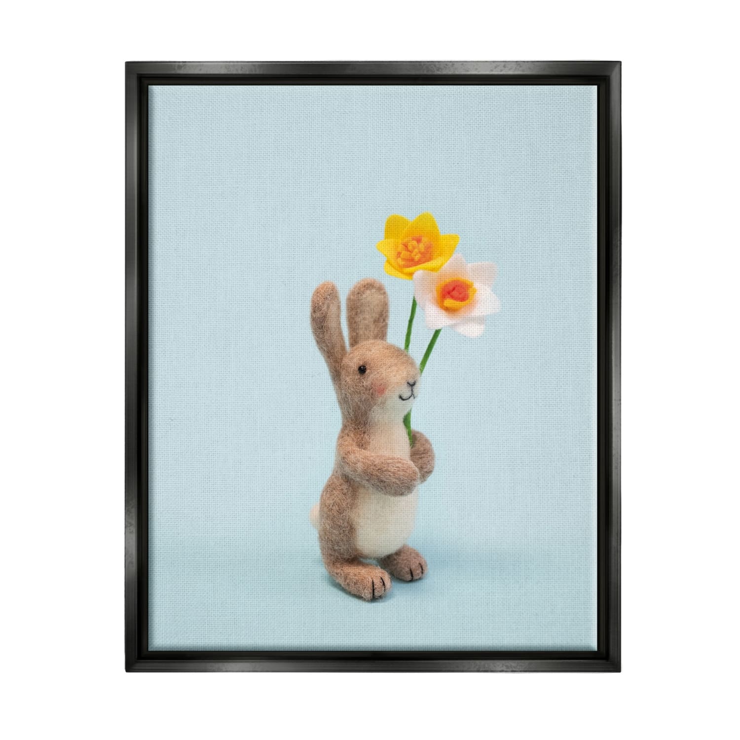 Stupell Industries Spring Bunny Floral Daffodils Floater Framed Art