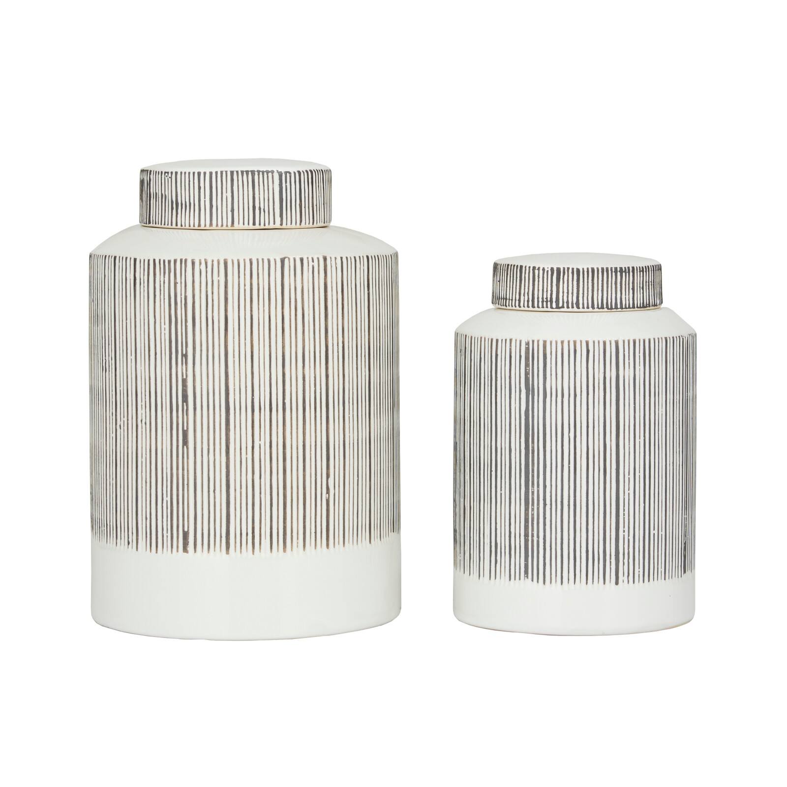Black and White Ceramic Modern Jars, set of 2, 13