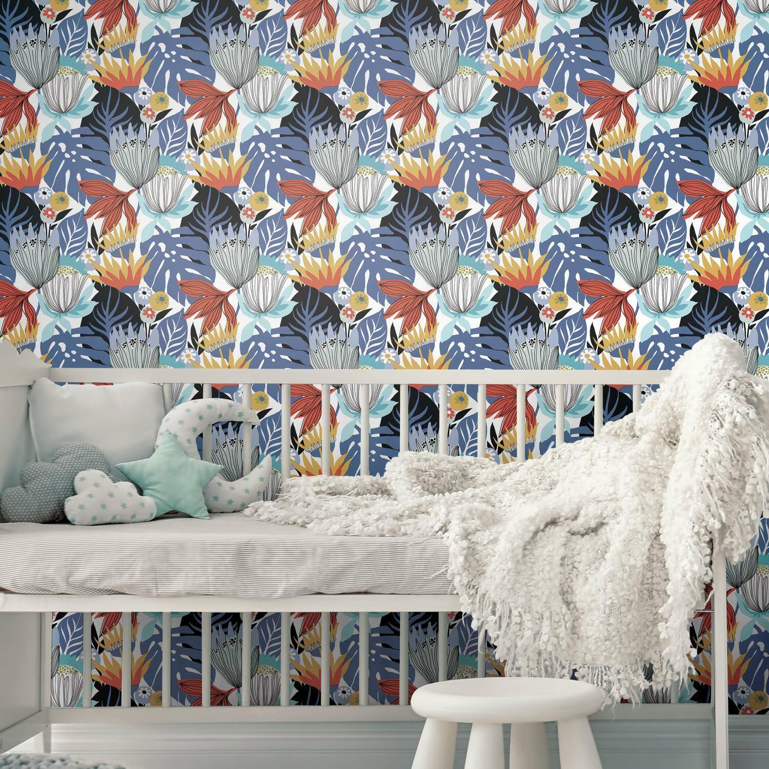 RoomMates Retro Tropical Leaves Peel & Stick Wallpaper