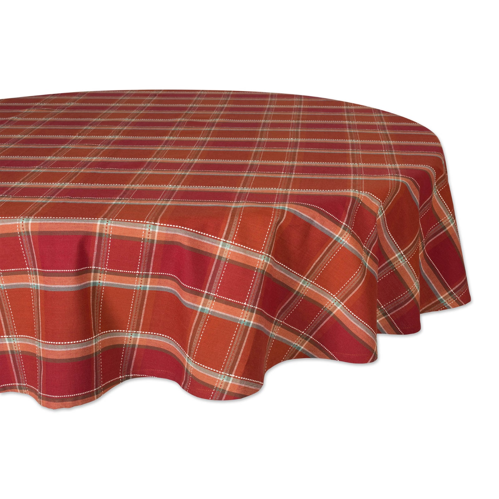 DII® 70" Autumn Spice Plaid Round Tablecloth
