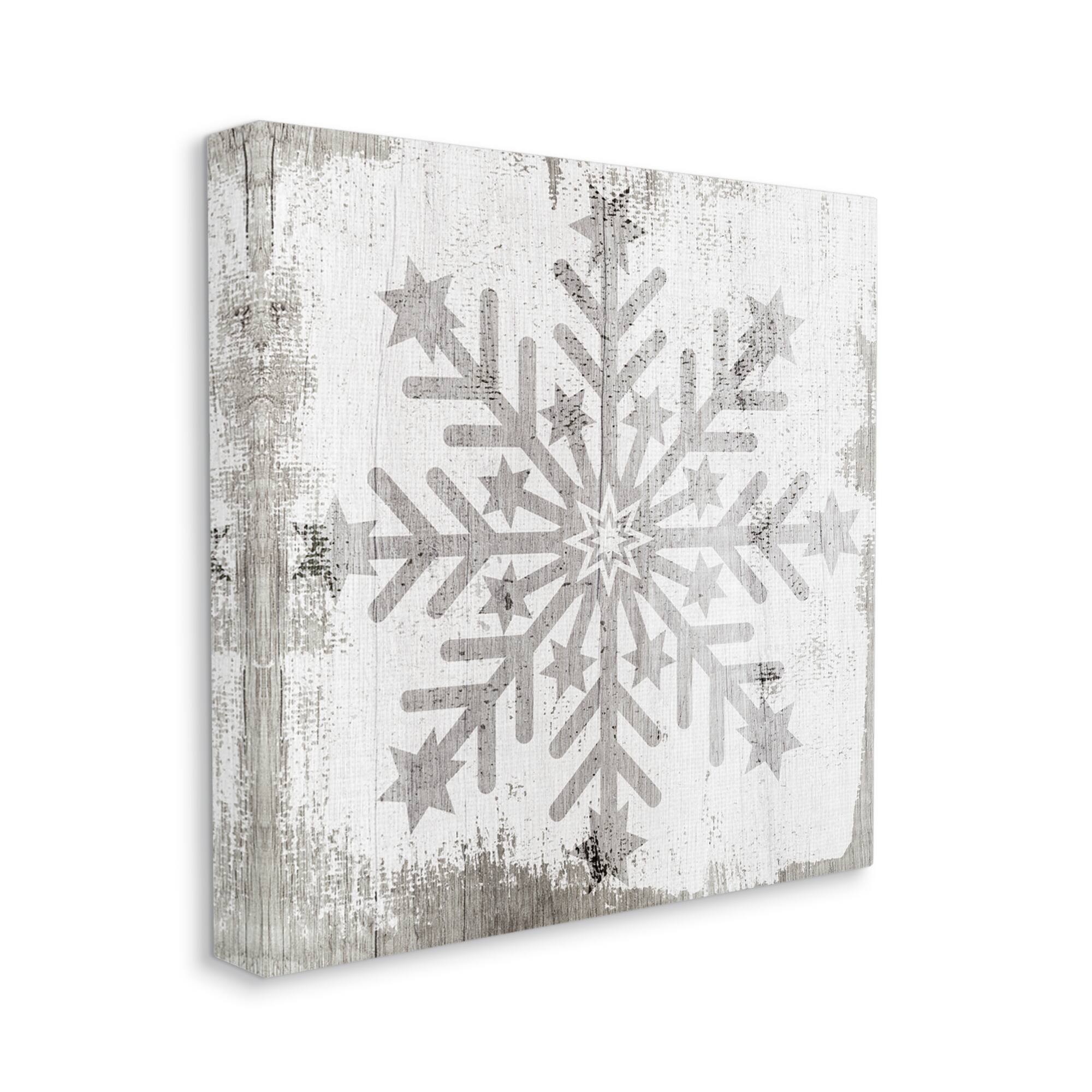Stupell Industries Winter Snowflake Weathered Pattern Canvas Wall Art