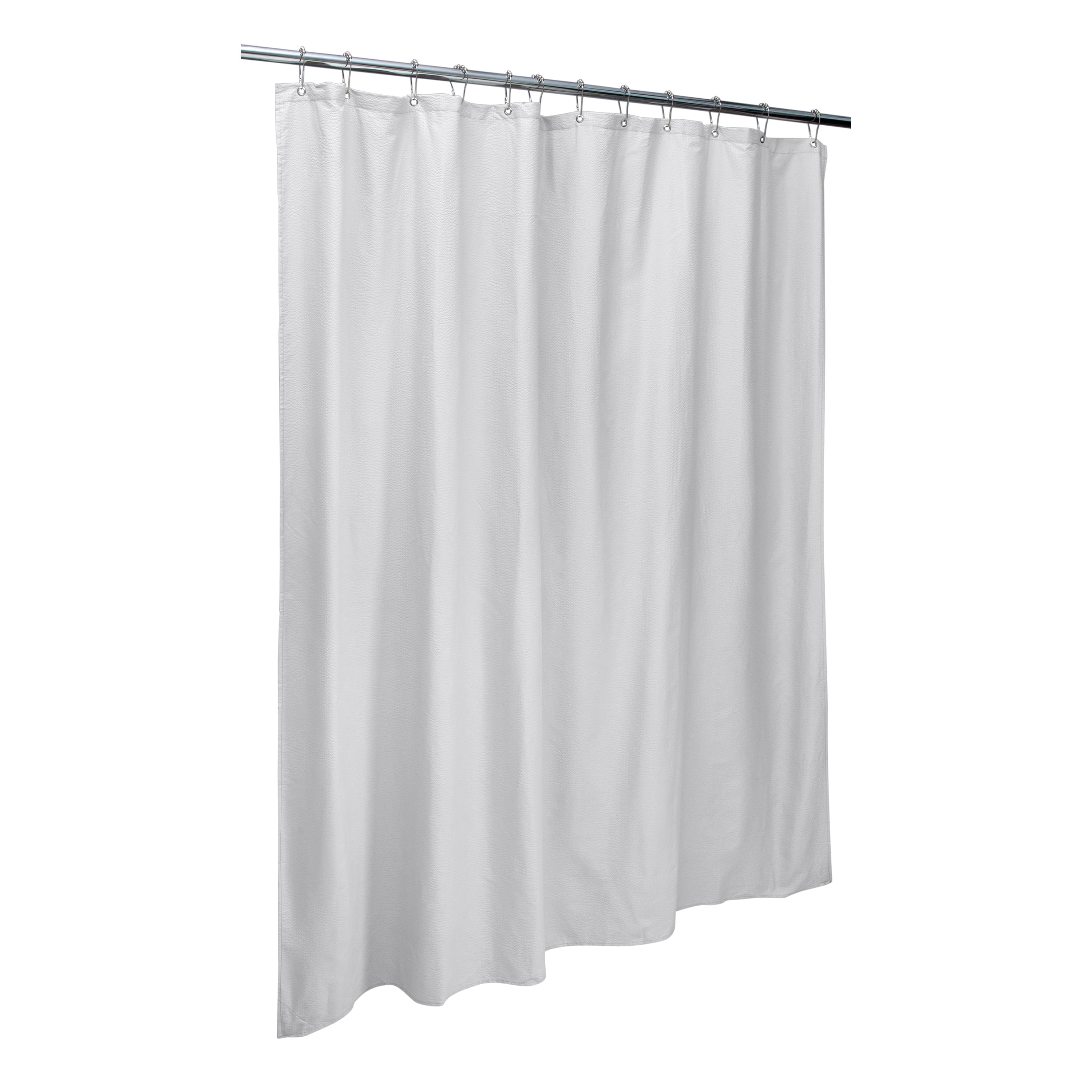 Bath Bliss White Microfiber Soft Touch Seersucker Design Shower Curtain Liner