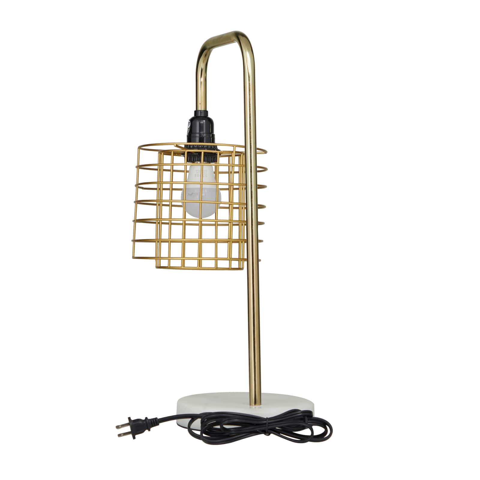 Gold Metal Industrial Table Lamp, 9" x 13" x 20"