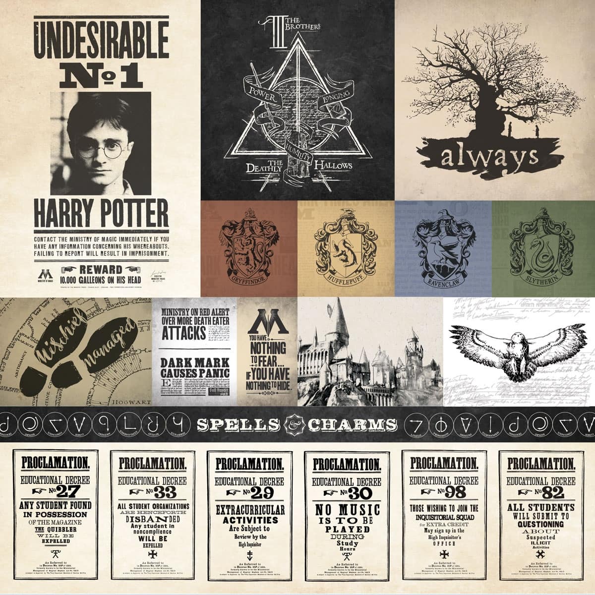 Paper House&#xAE; Harry Potter Parchment Tags Double-Sided 12&#x22; x 12&#x22; Cardstock, 15 Sheets