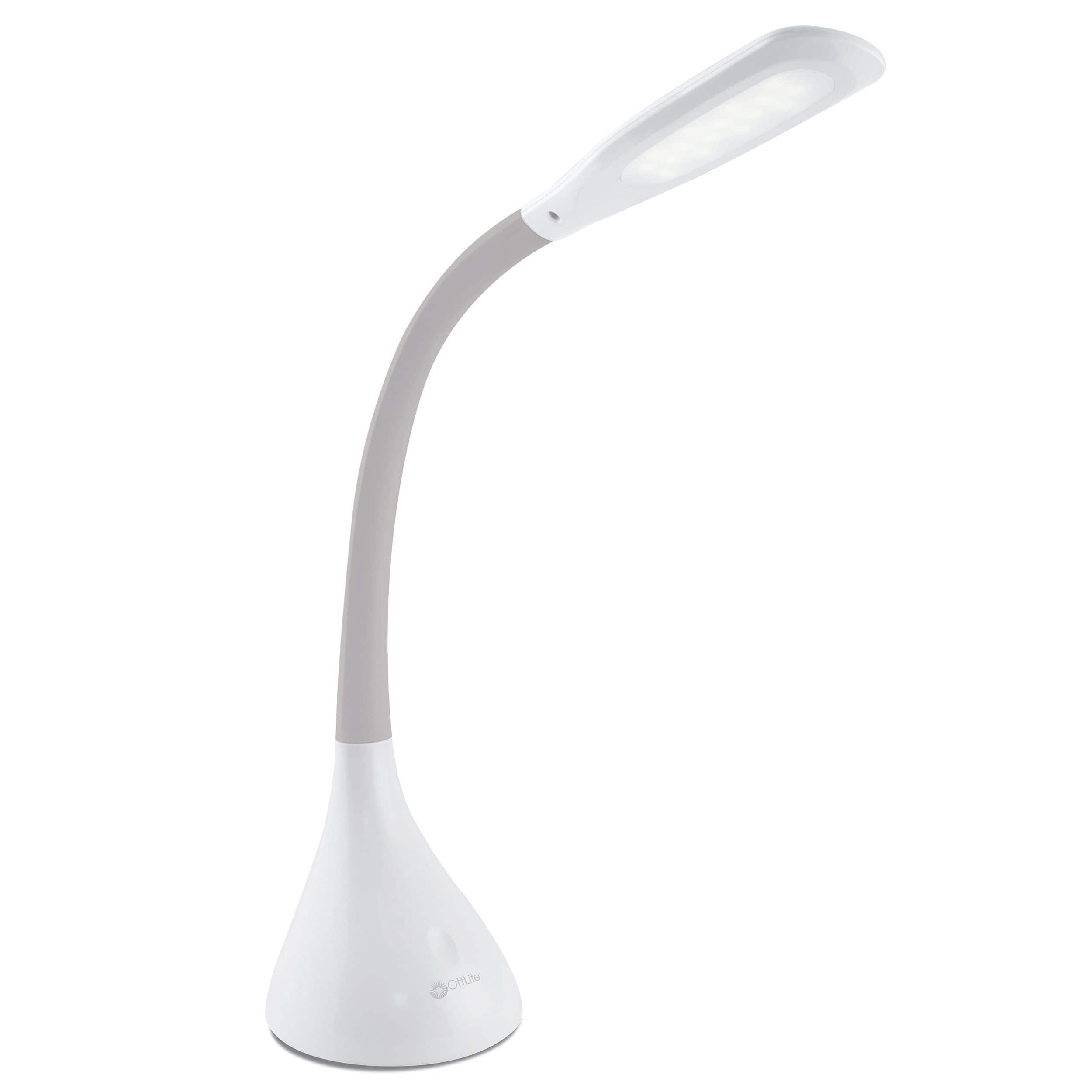OttLite 11" White Creative Curves LED Desk Lamp with USB Port