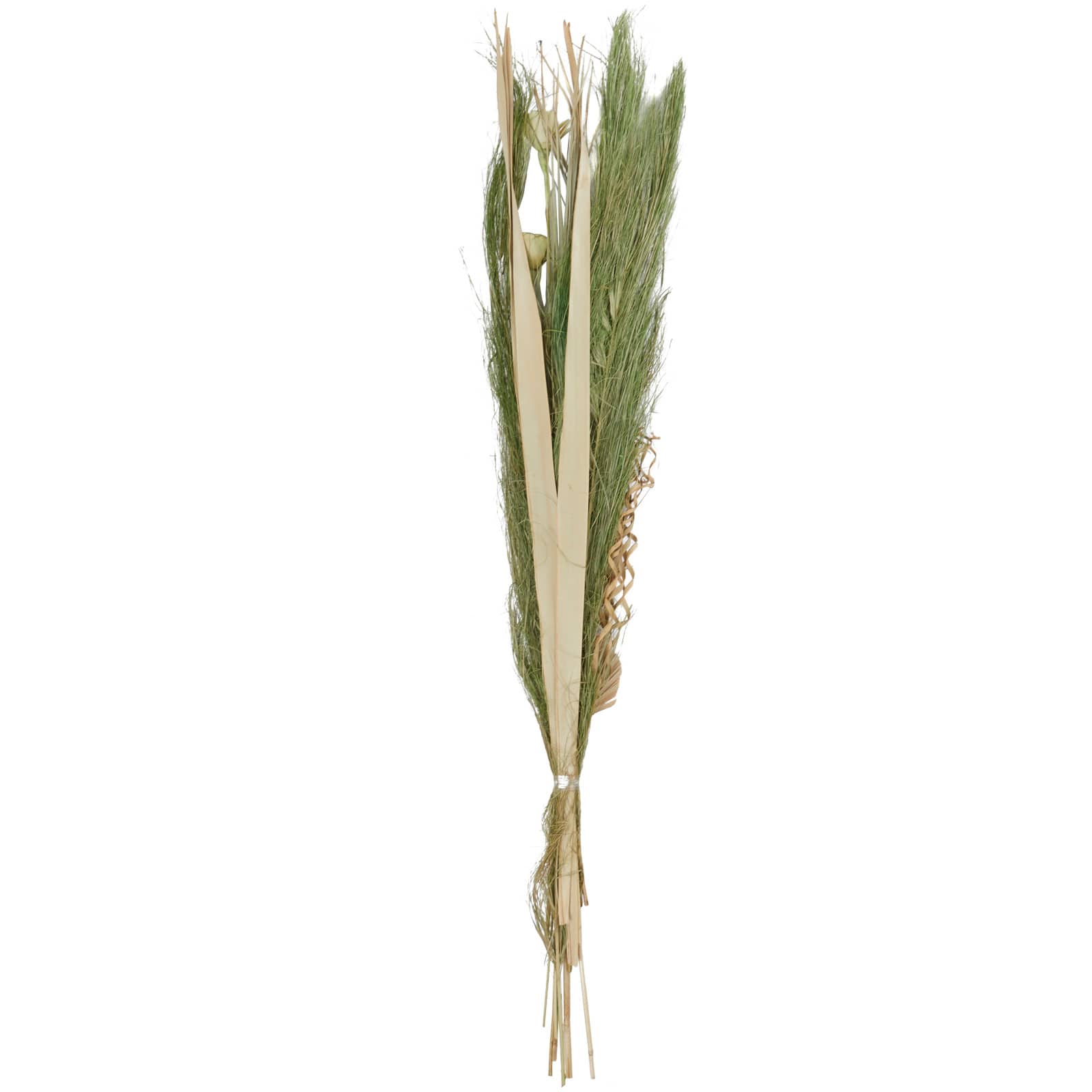 60" Green Dried Plant Assorted Bouquet Pampas Grass Natural Foliage with Palm Leaf Accents