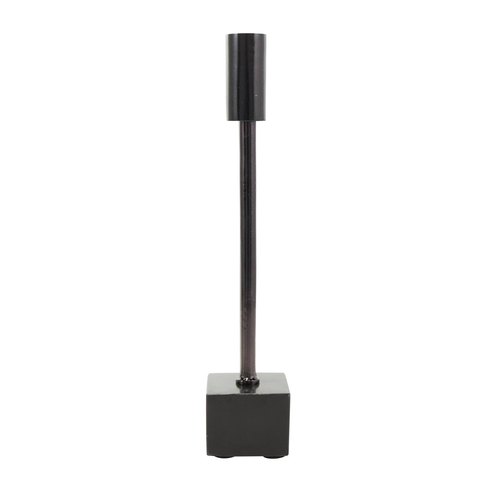 Black Aluminum Slim Candle Holder with Block Base Set
