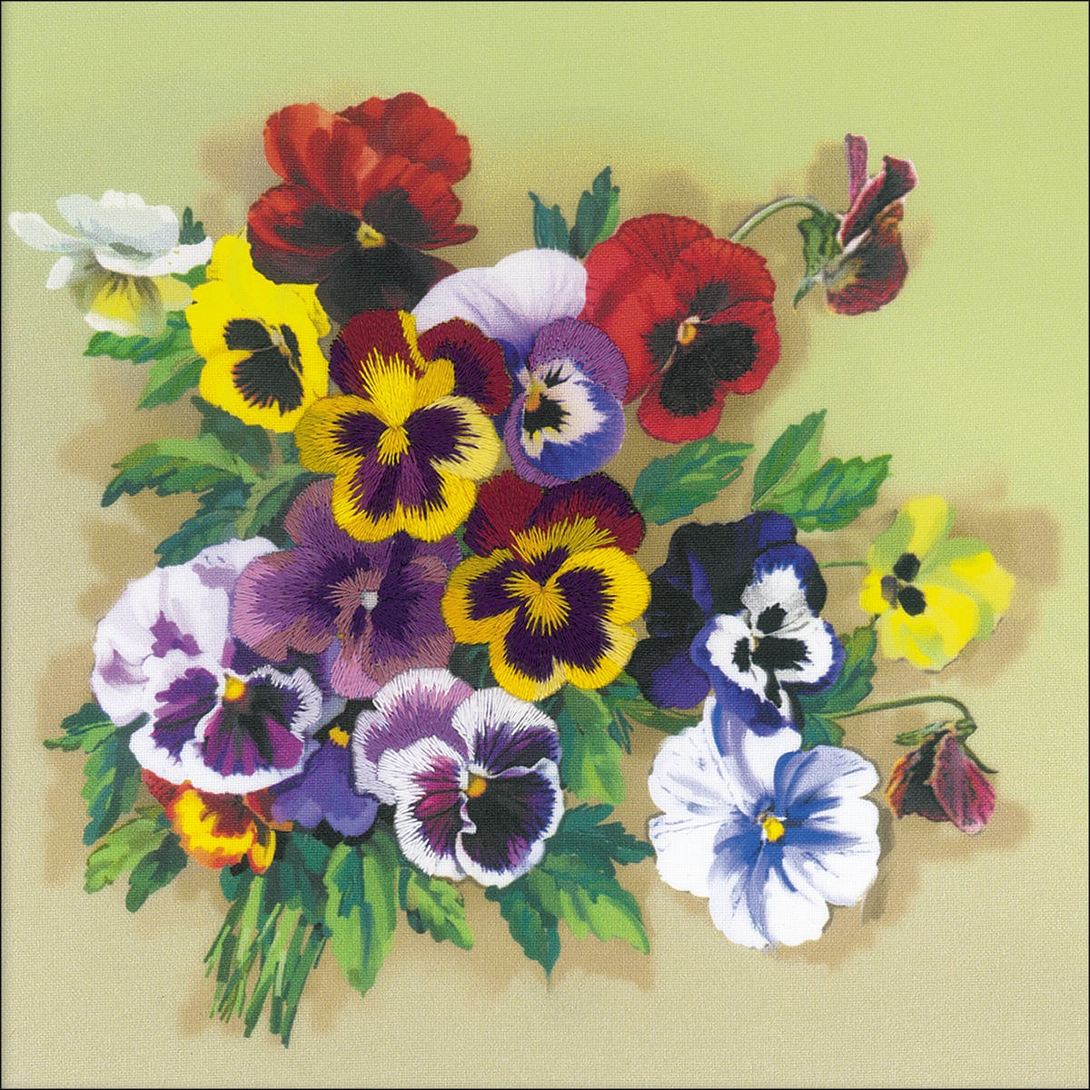 RIOLIS Pansies Stamped Satin Stitch Kit