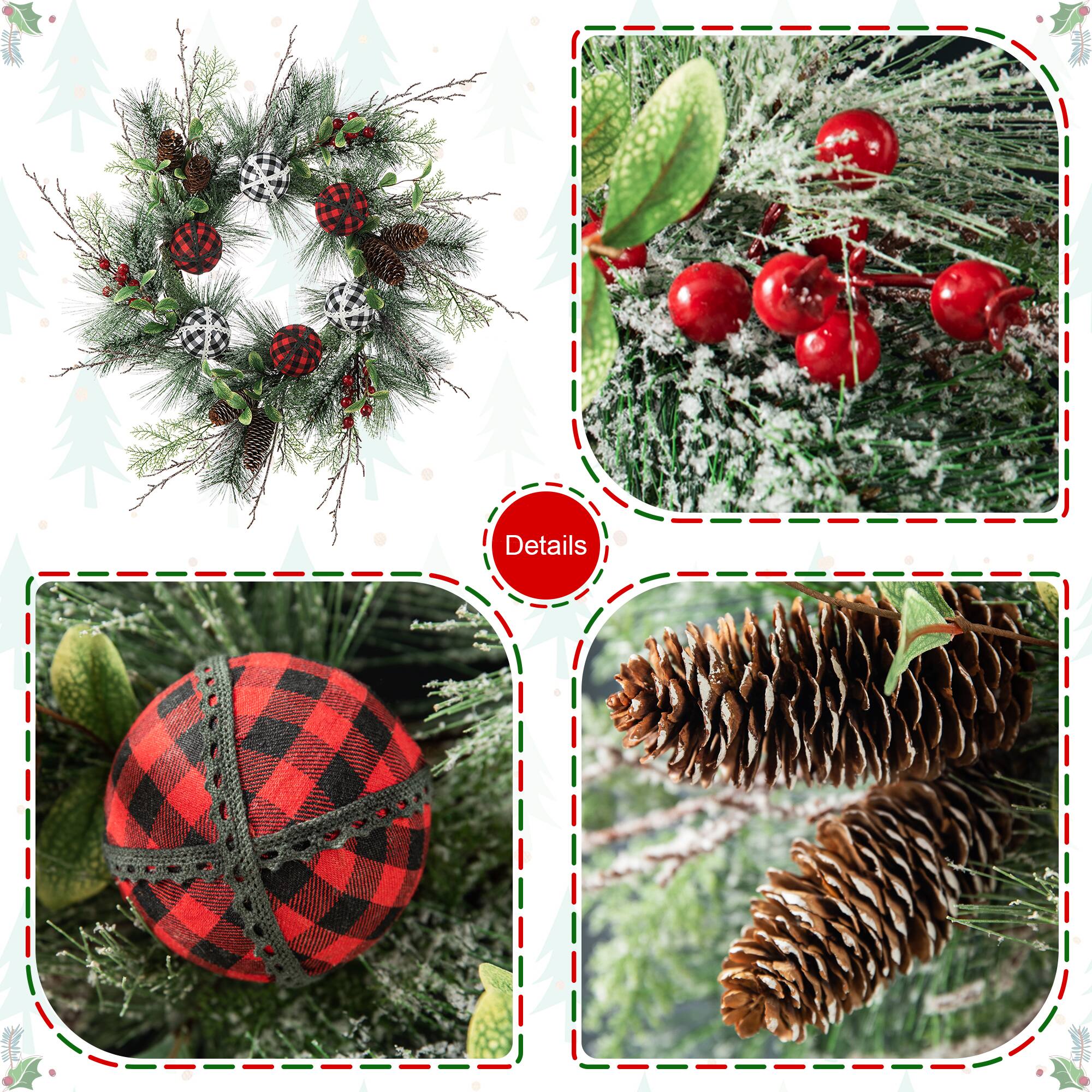 Glitzhome® 24" Frosted Ornament, Berry & Pinecone Wreath
