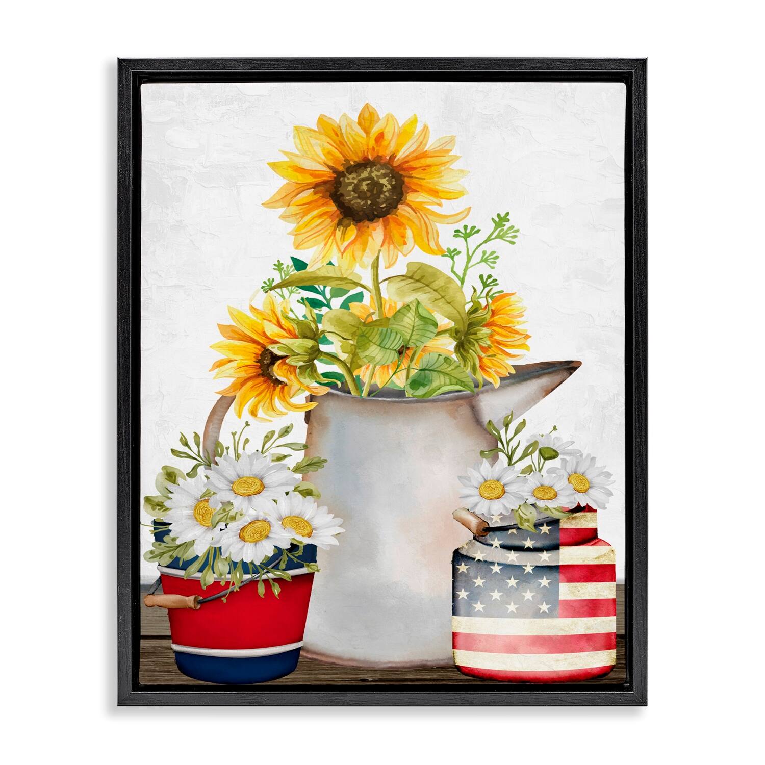 Stupell Industries Americana Flower Bouquets Floater Framed Art