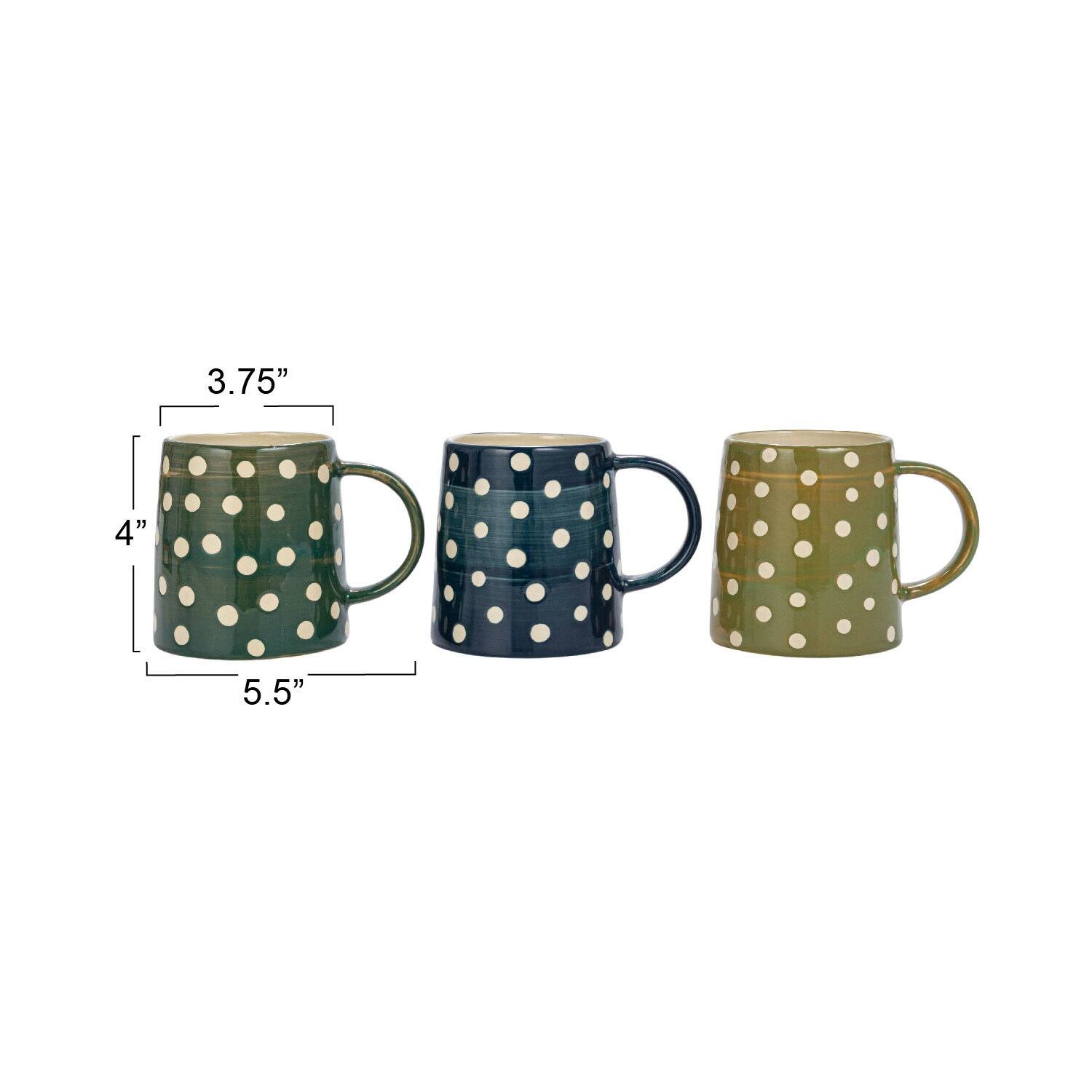 Hello Honey&#xAE; 14oz. Green Polka Dot Ceramic Mugs, 12ct.