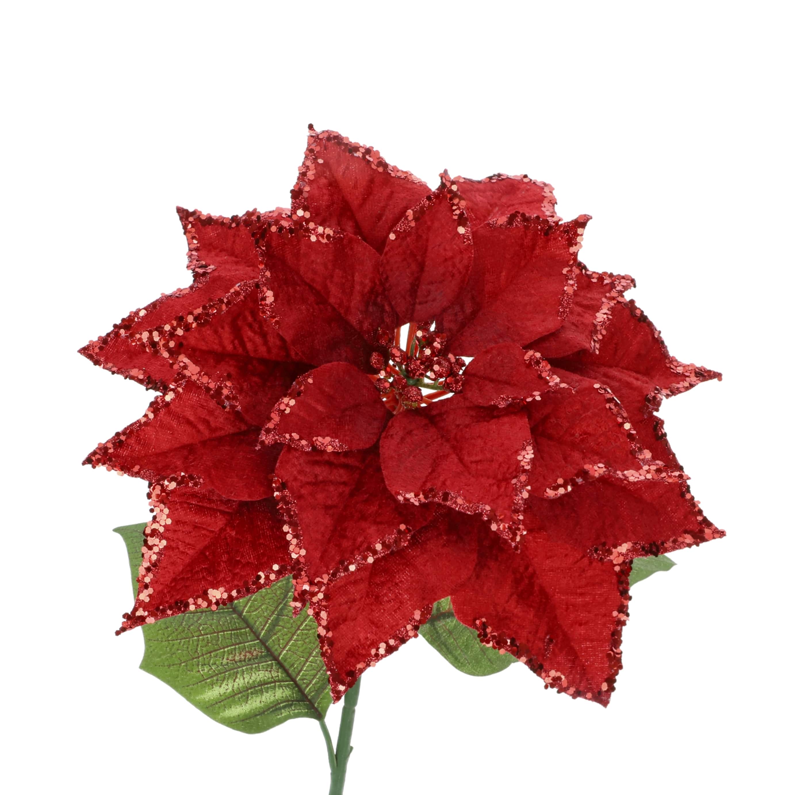 28&#x22; Red Glitter Poinsettia Stem by Ashland&#xAE;
