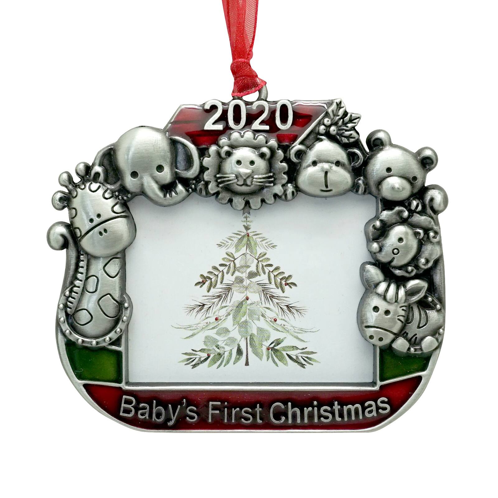 baby's first christmas frame ornament