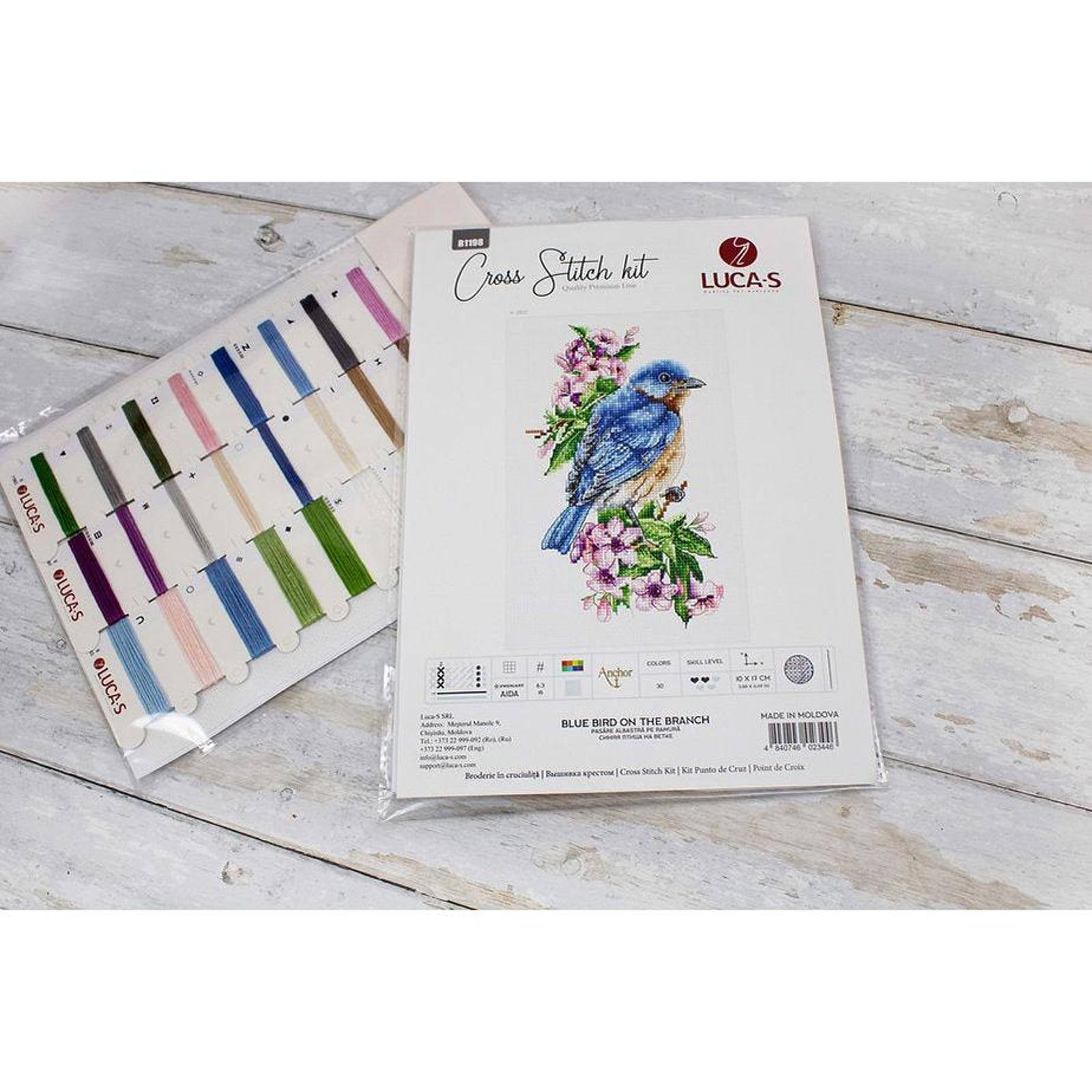 Luca-s Blue Bird On The Branch Counted Cross Stitch Kit