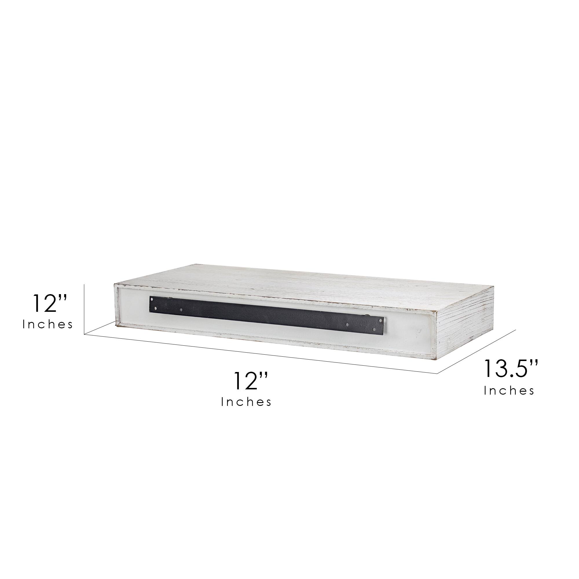 Whitewashed "Gather" Text Engraving Floating Wall Shelf