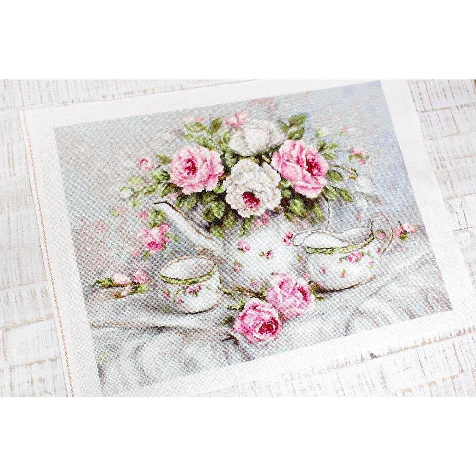 Luca-s English Tea & Roses Counted Cross Stitch Kit