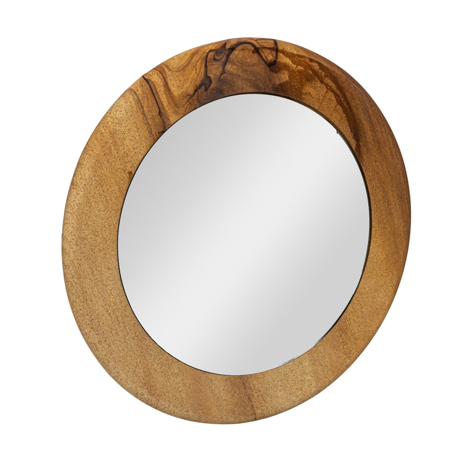 Hello Honey® 14" Natural Brown Round Sandstone Wall Mirror