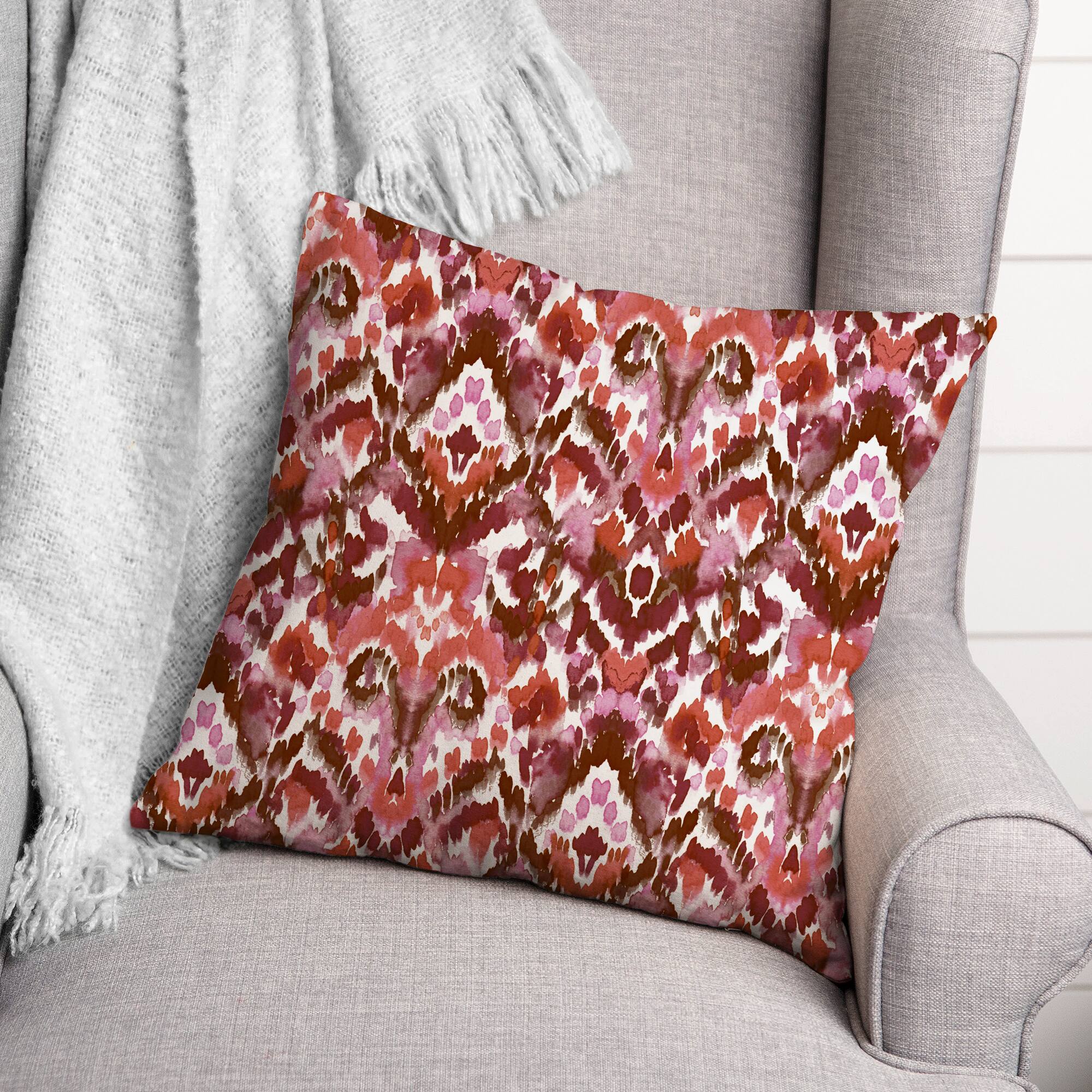 Red Ikat 18" x 18" Throw Pillow