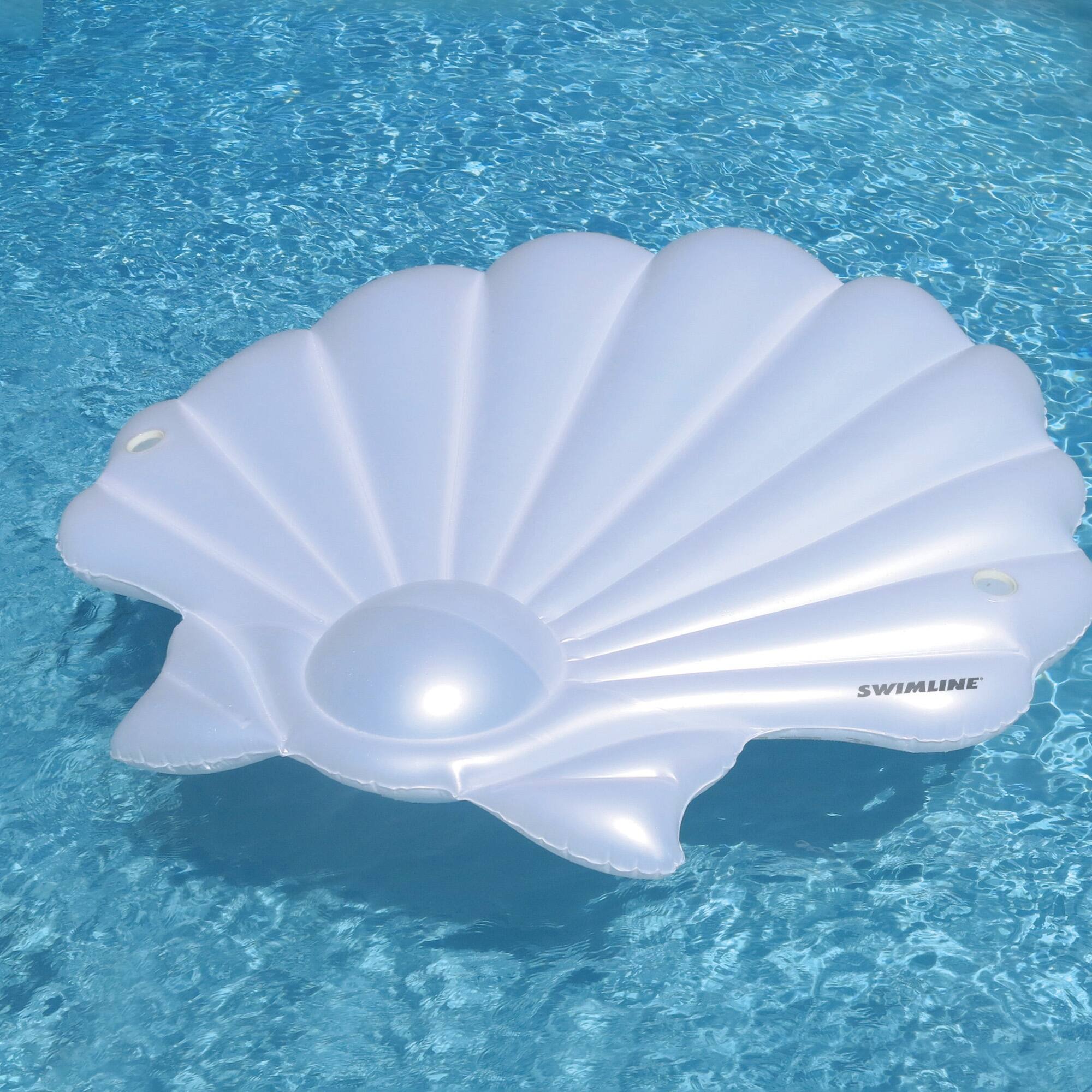 82&#x27;&#x27; White Seashell Island Swimming Pool Raft Lounger