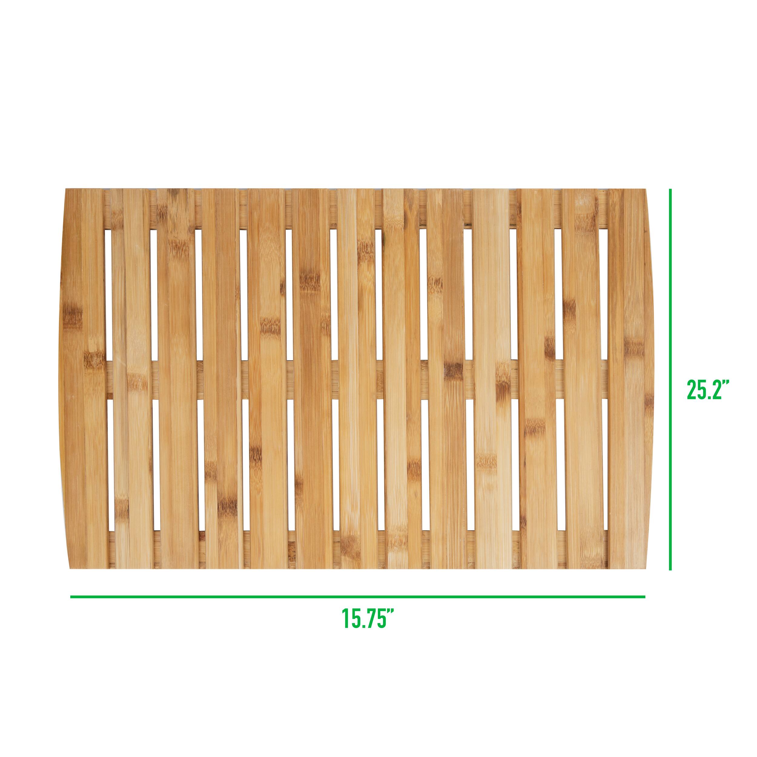 Mind Reader 27" Brown Luxury Bamboo Shower Bath Mat