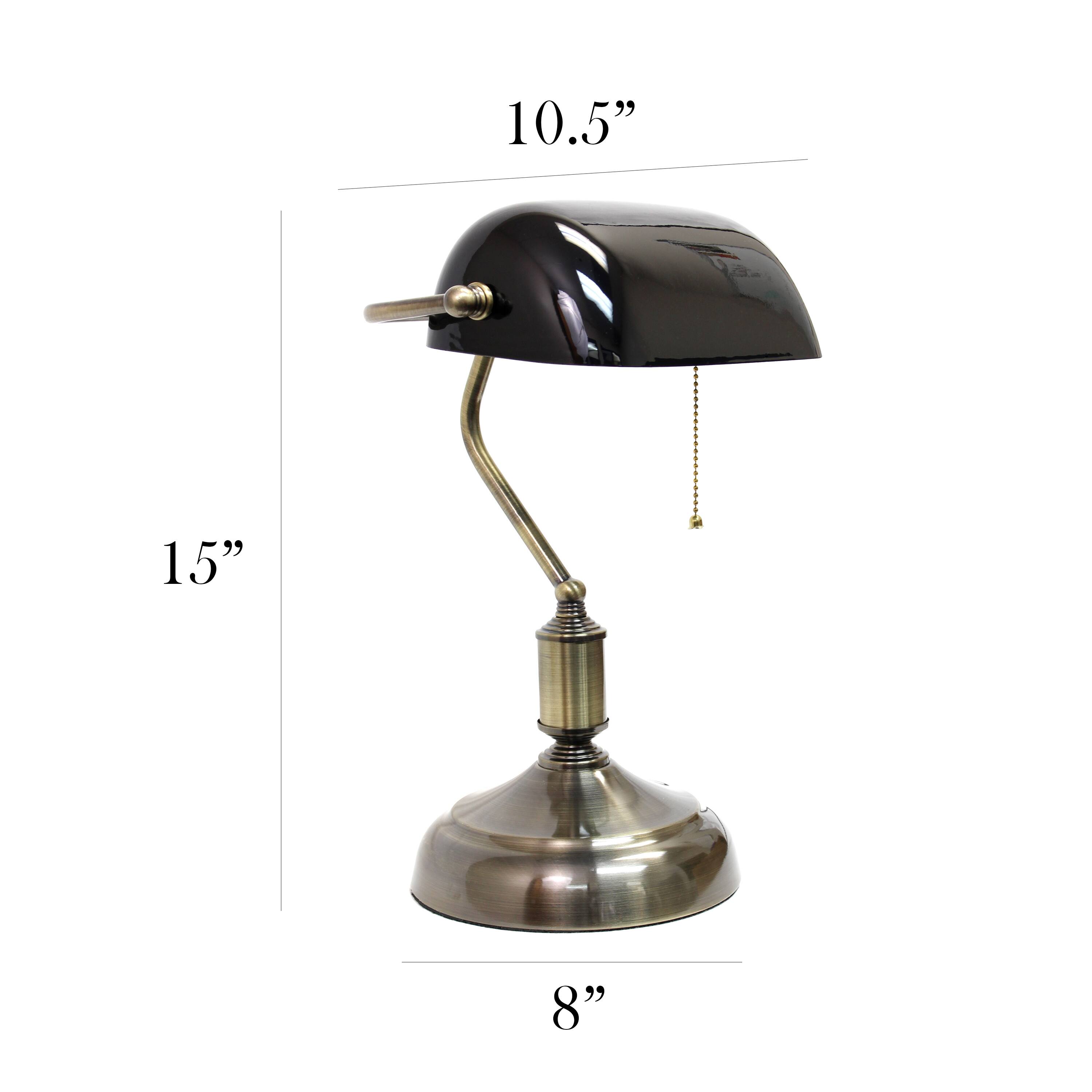 Simple Designs 15&#x22; Executive Banker&#x27;s Desk Lamp with Glass Shade