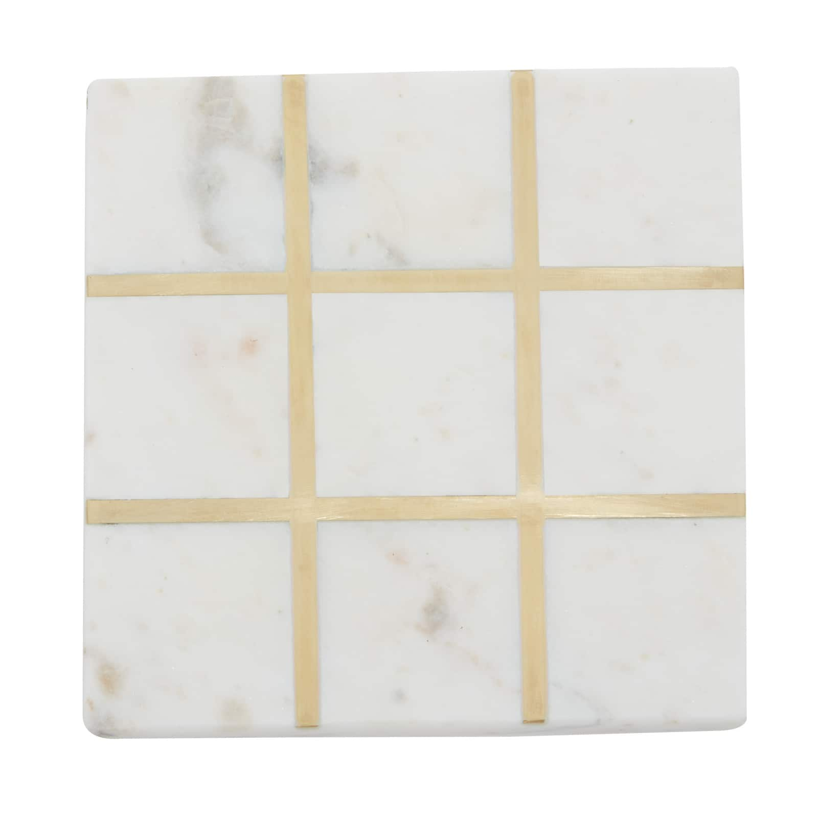 White Marble Tic-Tac-Toe Game Set