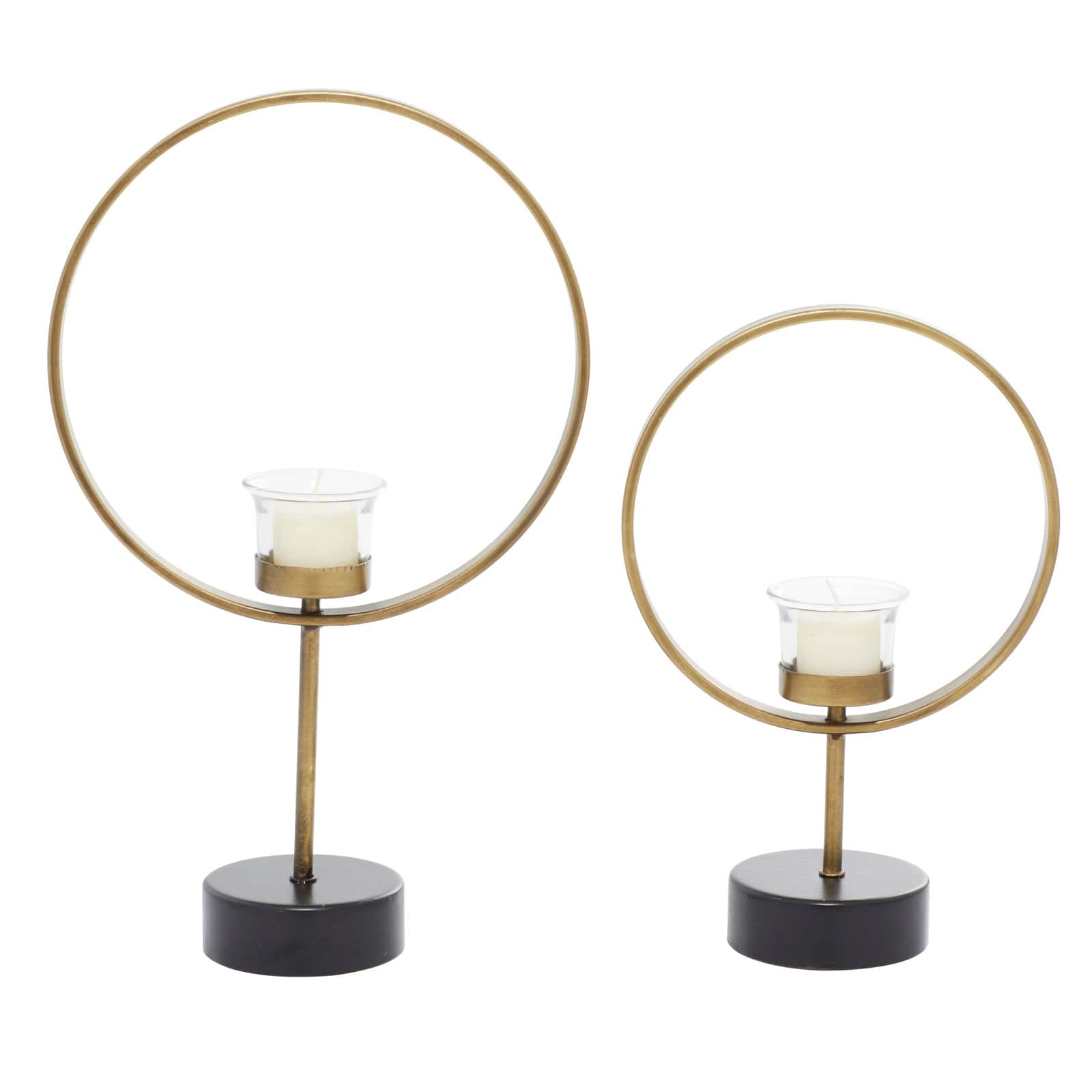 Gold Metal Contemporary Candle Holder Set
