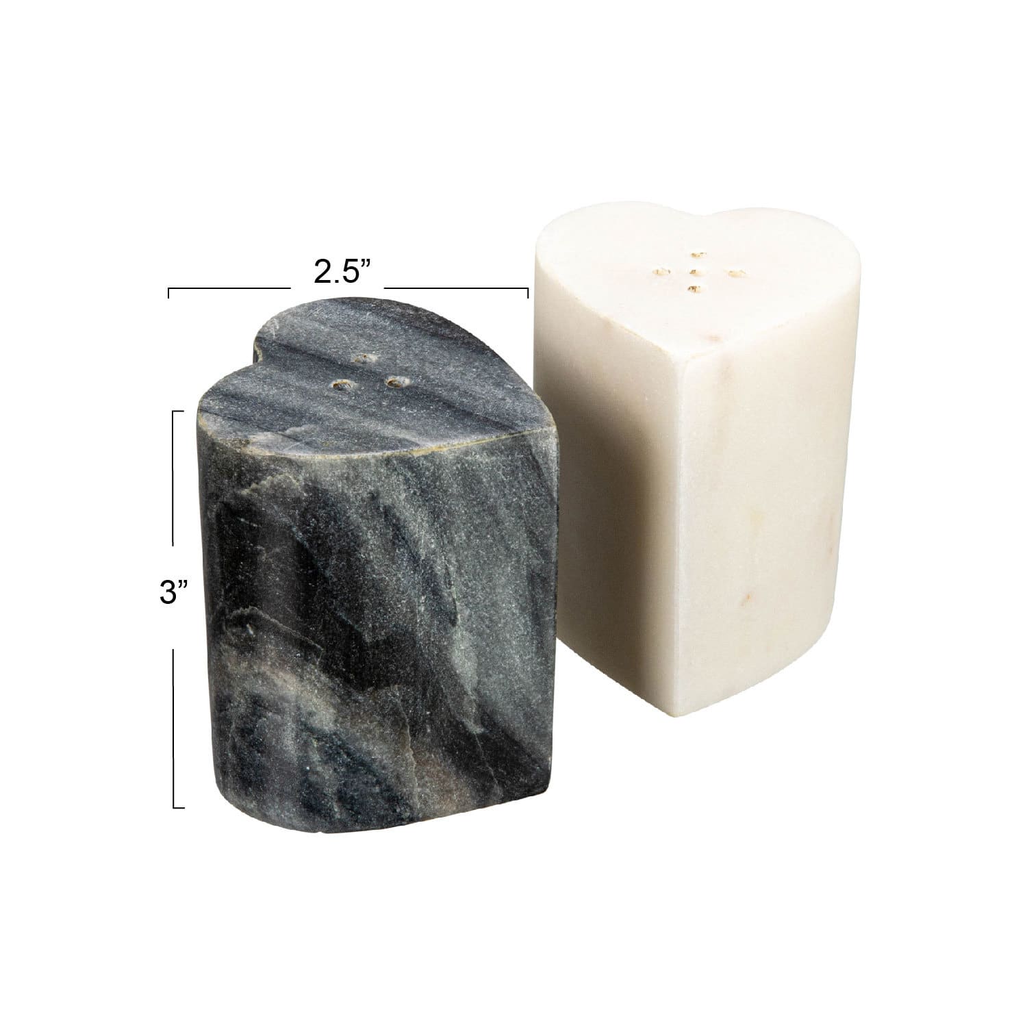 Heart-Shaped Marble Salt &#x26; Pepper Shakers Set