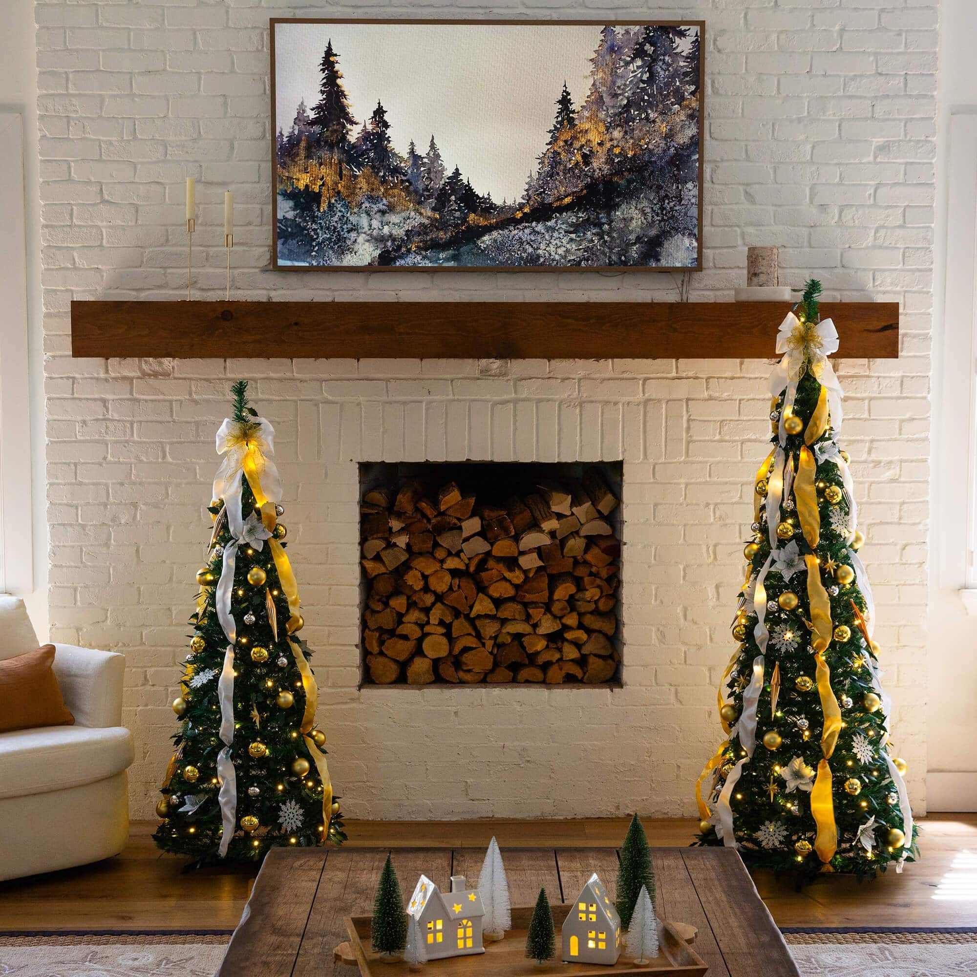 6ft. Pre-Lit Pop up Pre-decorated Artificial Christmas Tree, Warm White LED Lights