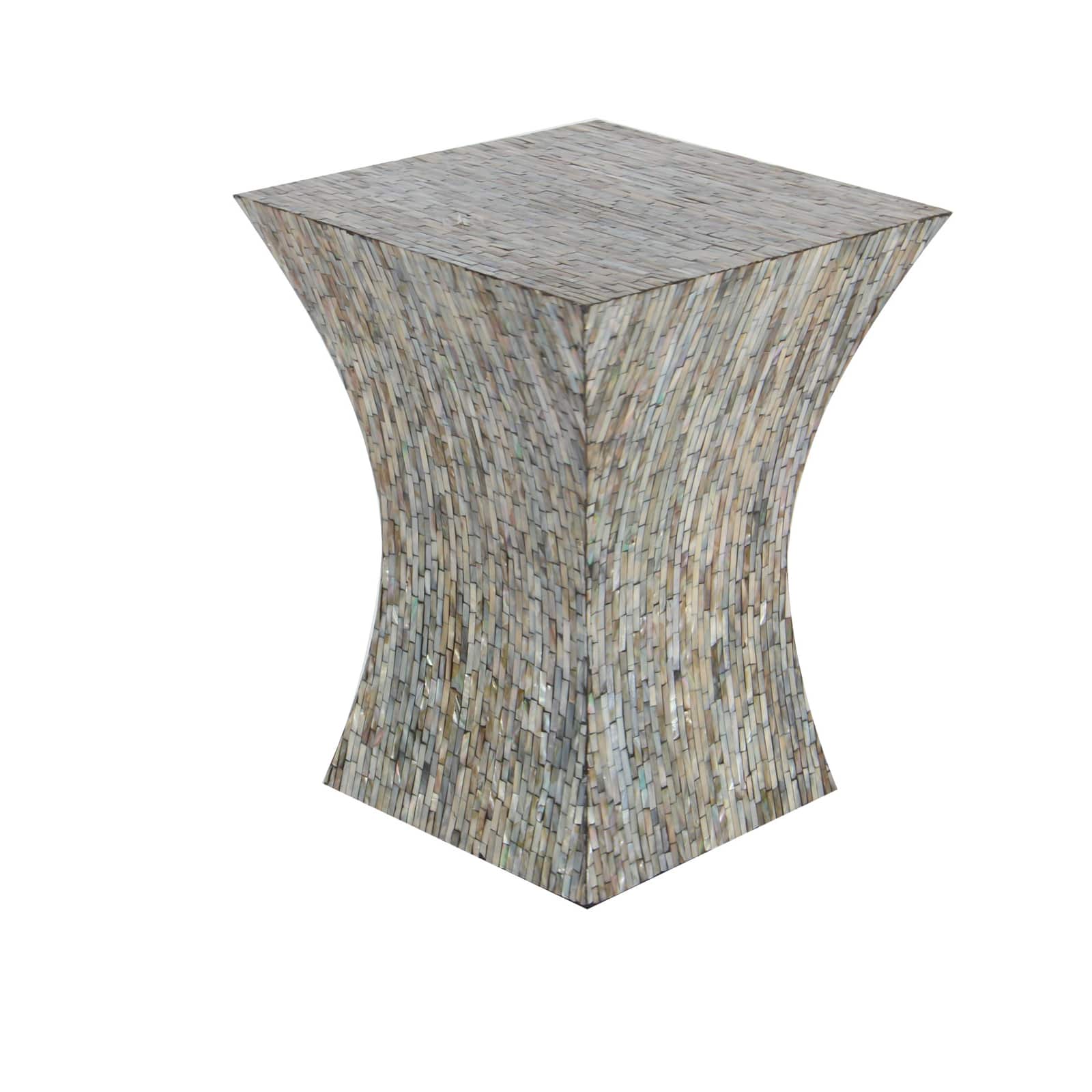 19'' Mussel Shells and Wood Contemporary Accent Table