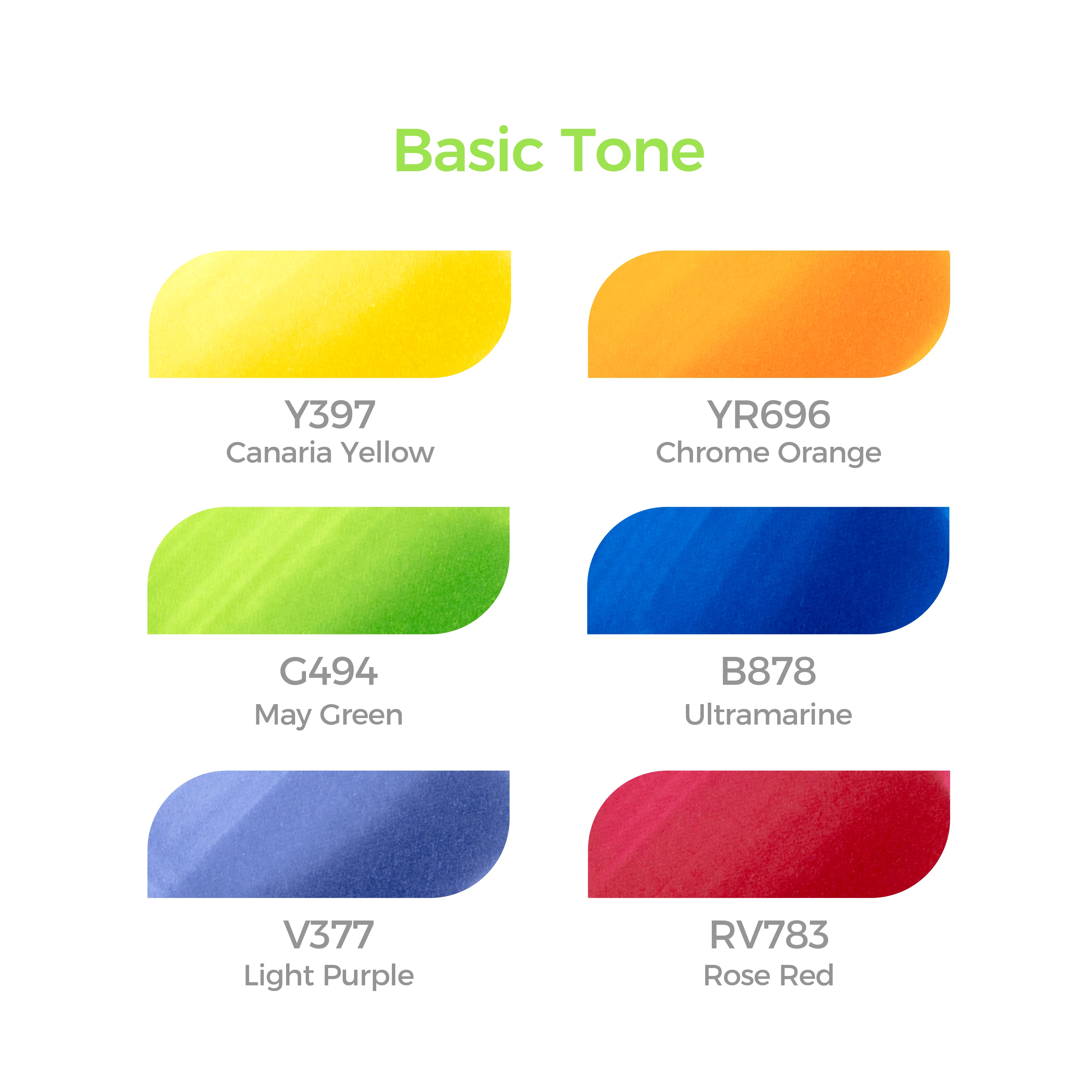 Ohuhu&#xAE; Oahu 6 Color Primary Alcohol Marker Set