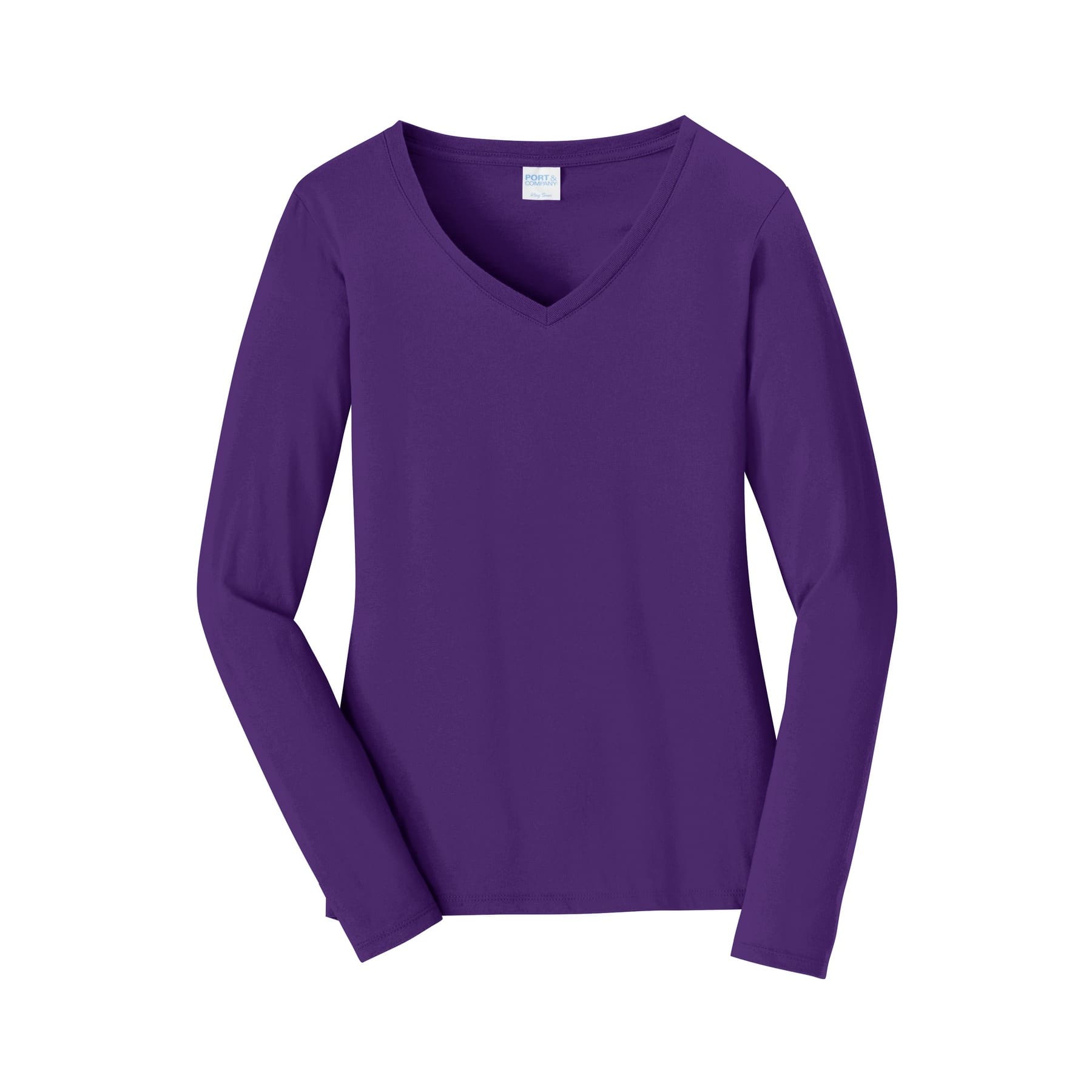 Port &#x26; Company&#xAE; Fan Favorite&#x2122; Colors Long Sleeve Ladies V-Neck T-Shirt