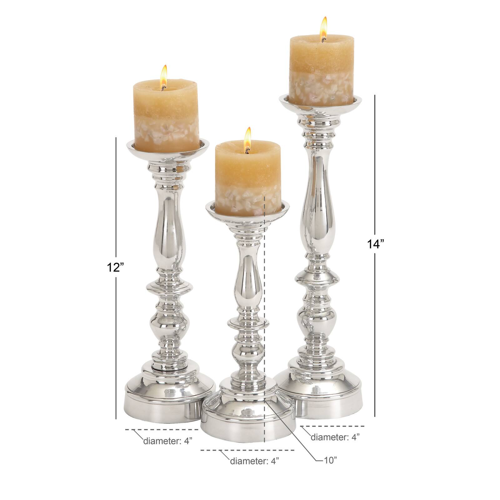 Silver Aluminum Traditional Pillar Candle Holder