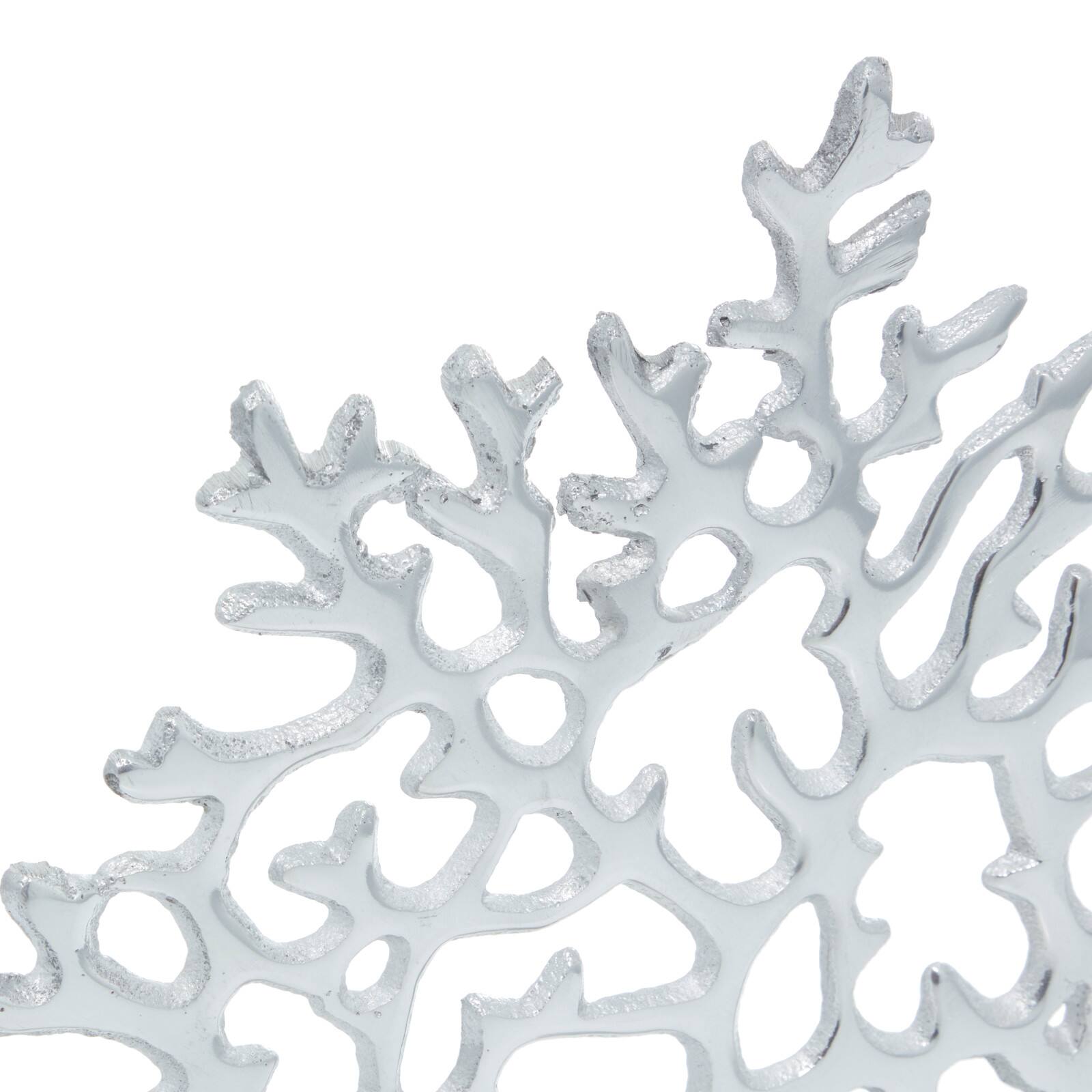15&#x22; Silver Aluminum &#x26; Marble Coral Sculpture