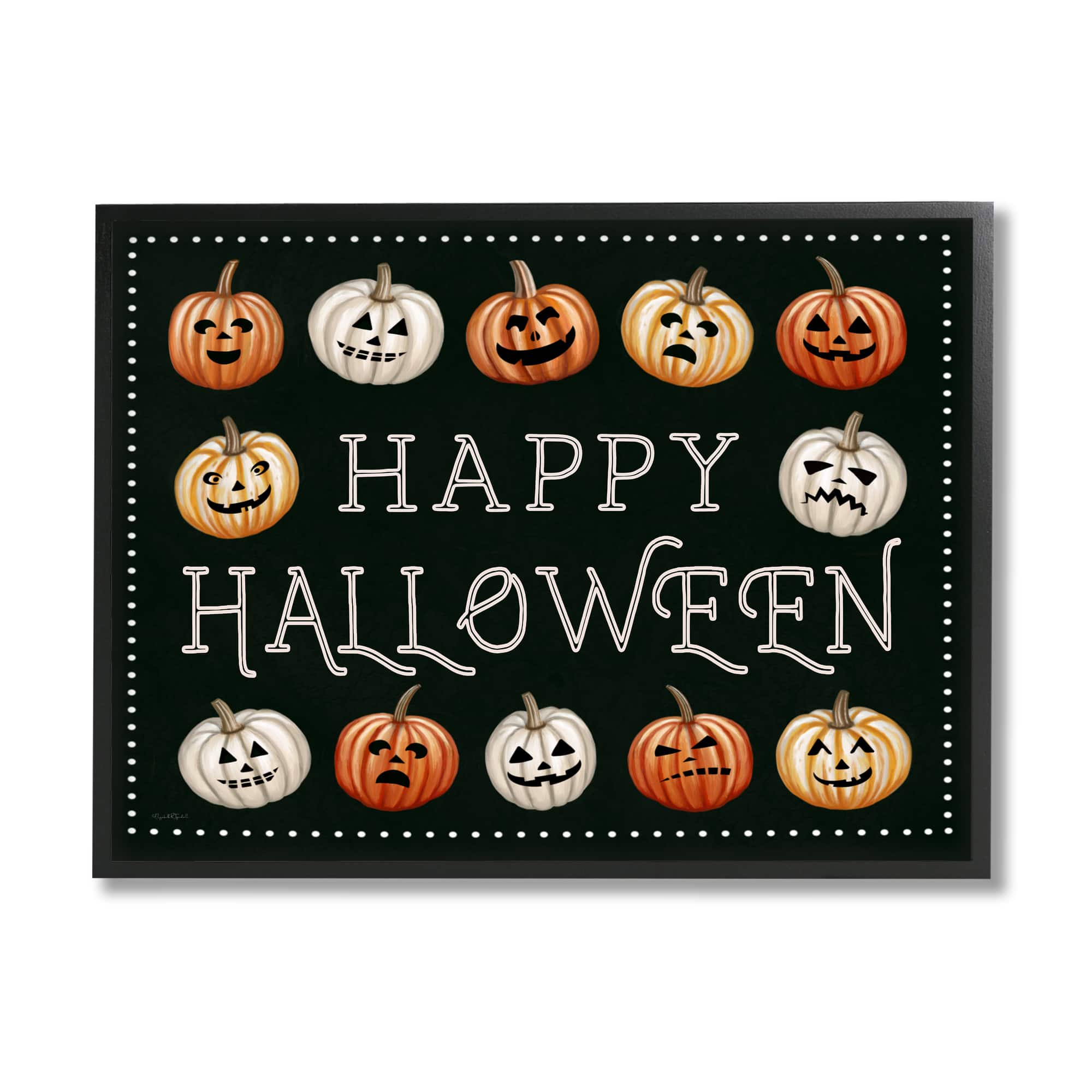 Stupell Industries Happy Halloween Jack-o-Lanterns Framed Giclee Art