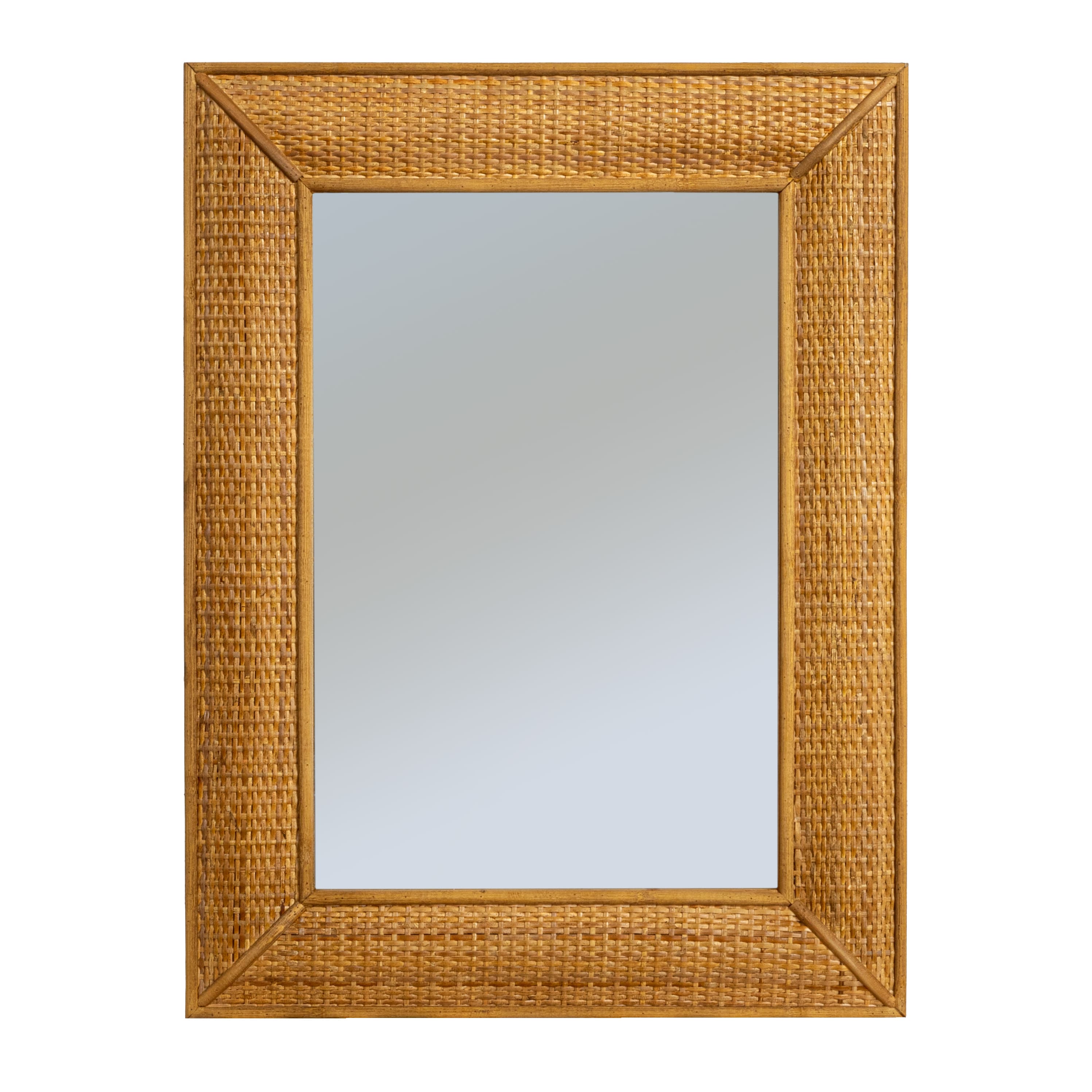 Hello Honey® 26" Natural Rectangle Wall Mirror with Rattan Detail