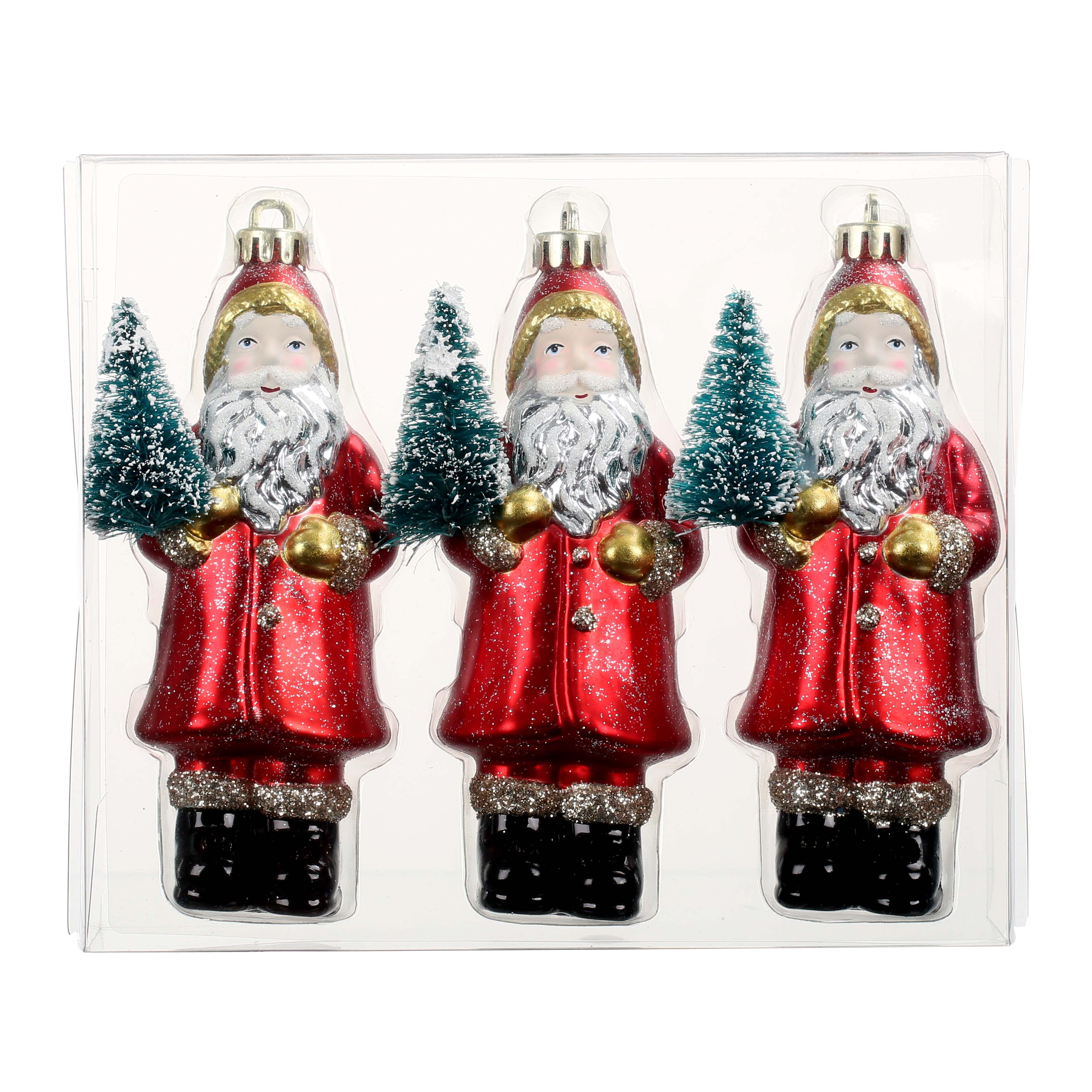 3 Pack 5&#x22; Santa Shatterproof Ornaments by Ashland&#xAE;