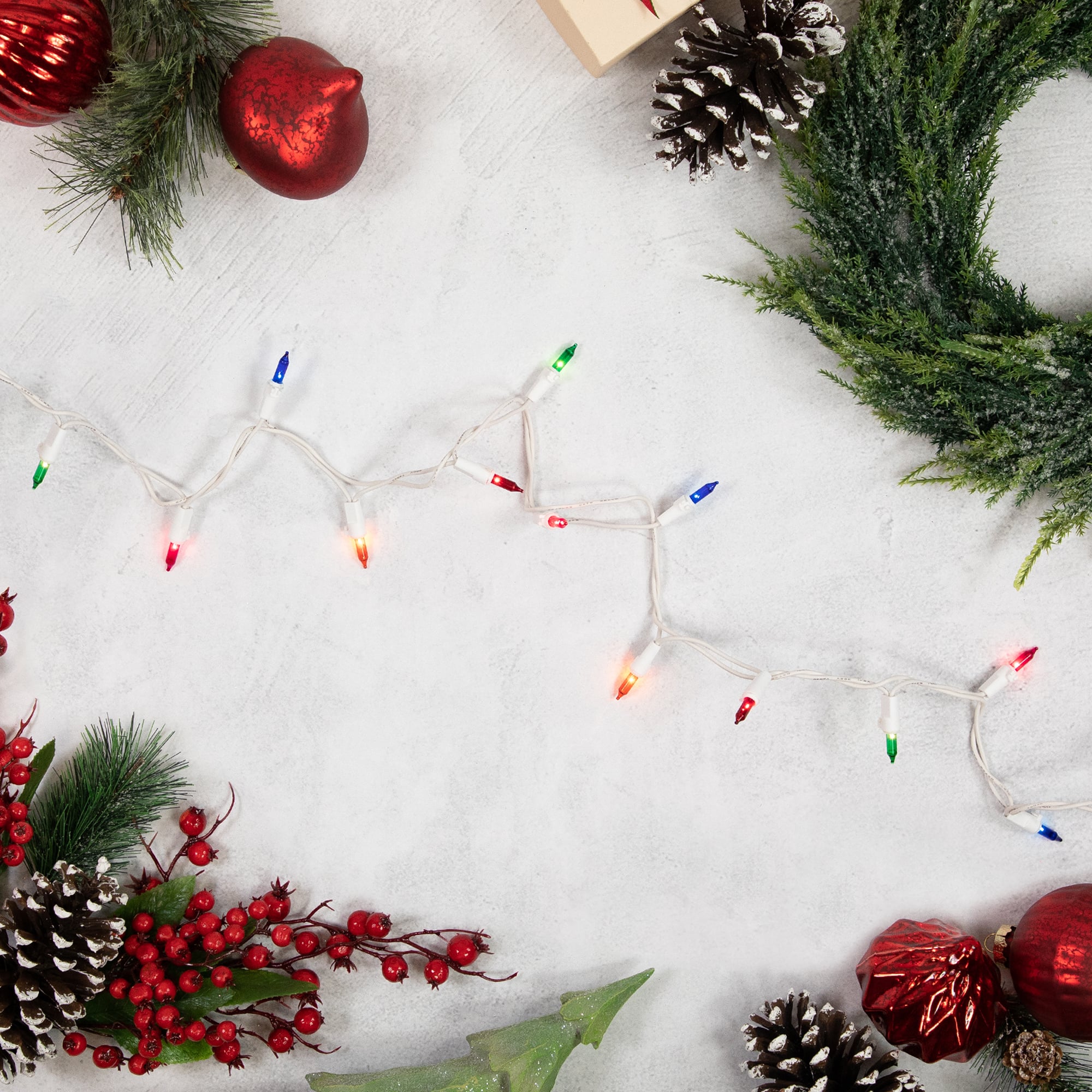 50ct. Mini Christmas String Lights with White Wire