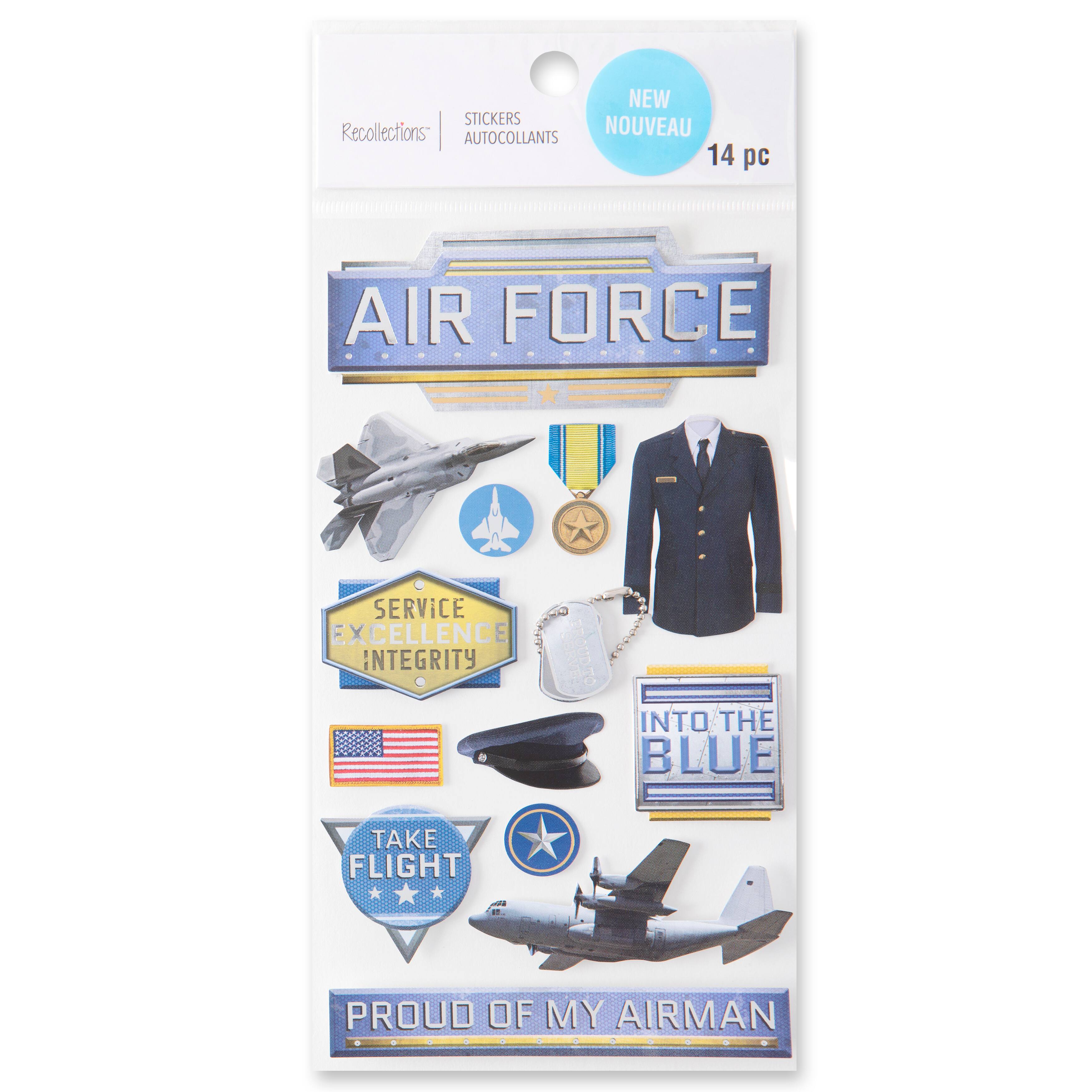 12 Pack: Air Force Dimensional Stickers by Recollections™