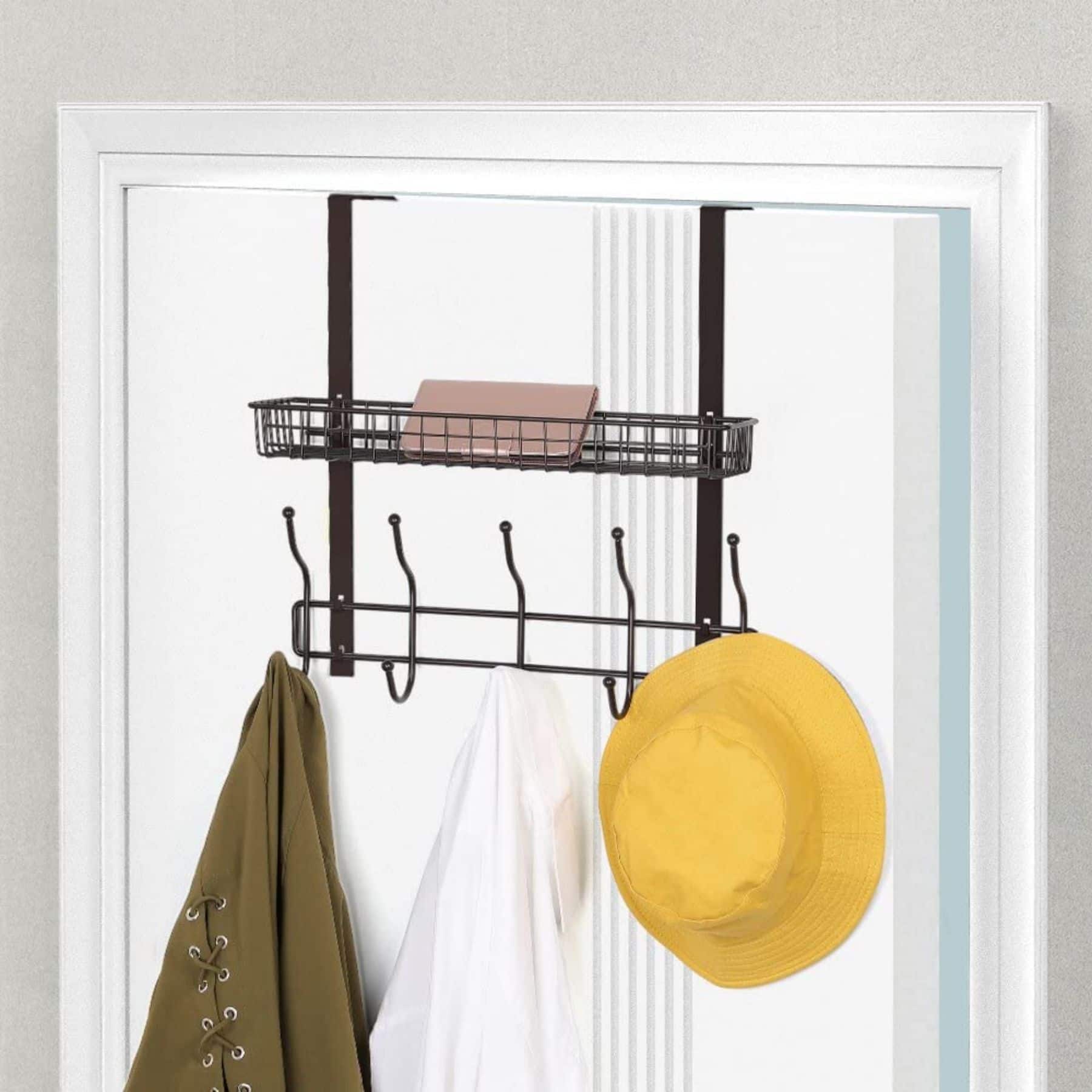 17&#x22; Over the Door Hook Hanger with Mesh Basket