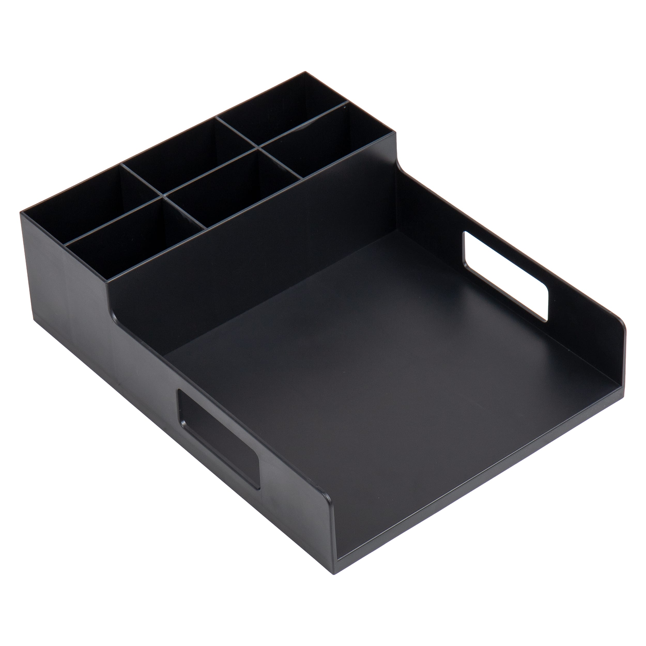 Mind Reader Black Plastic Utensil, Napkin & Plate Serving Tray