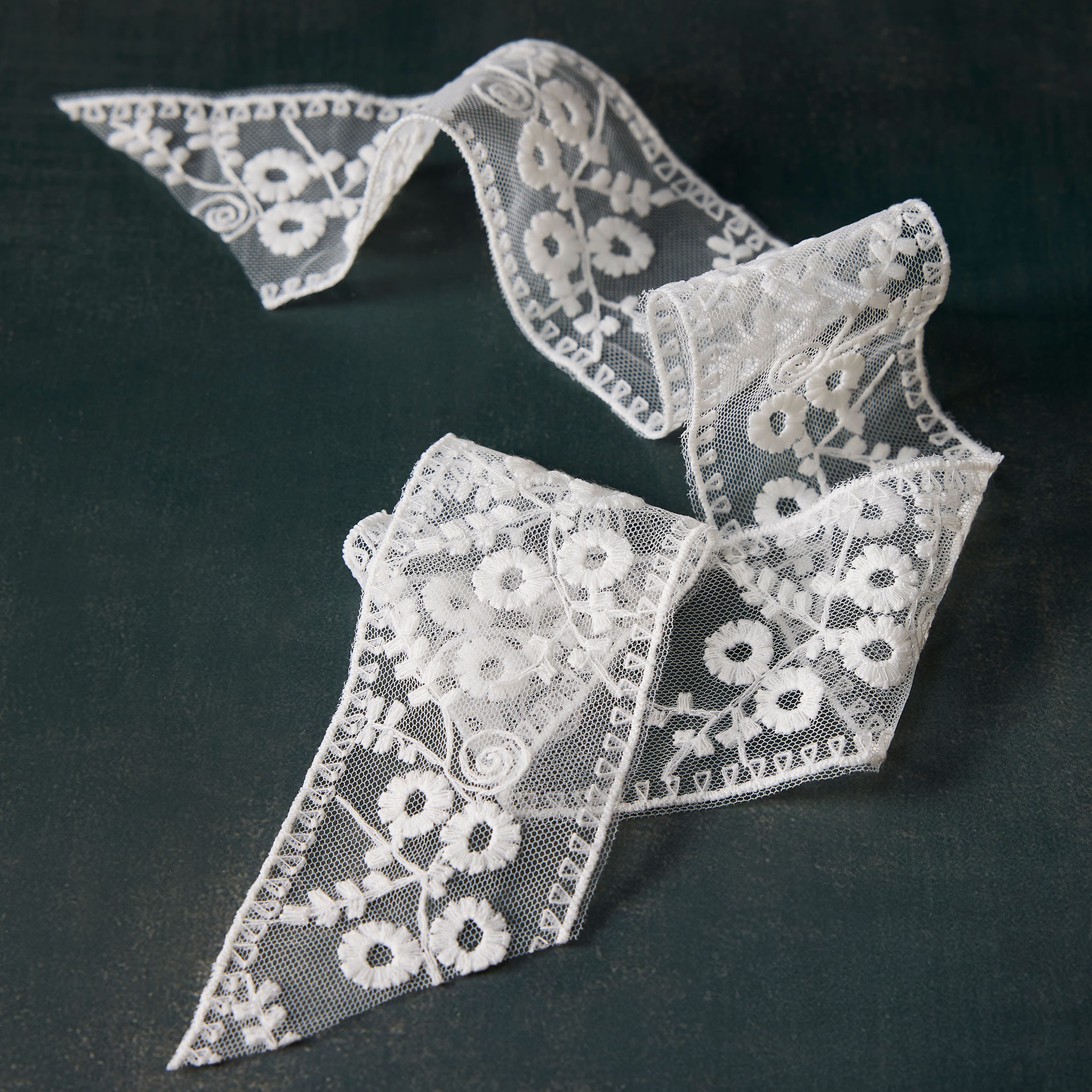 2&#x22; x 3yd. White Lace Ribbon by Celebrate It&#x2122; Classic
