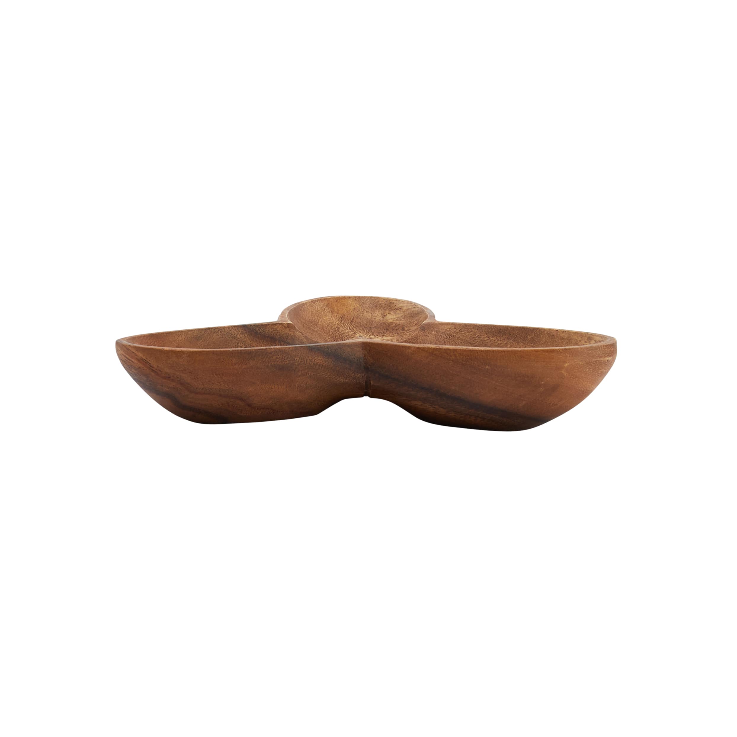 Hello Honey® Natural Modern Acacia Wood Appetizer Bowl with 3 Compartments