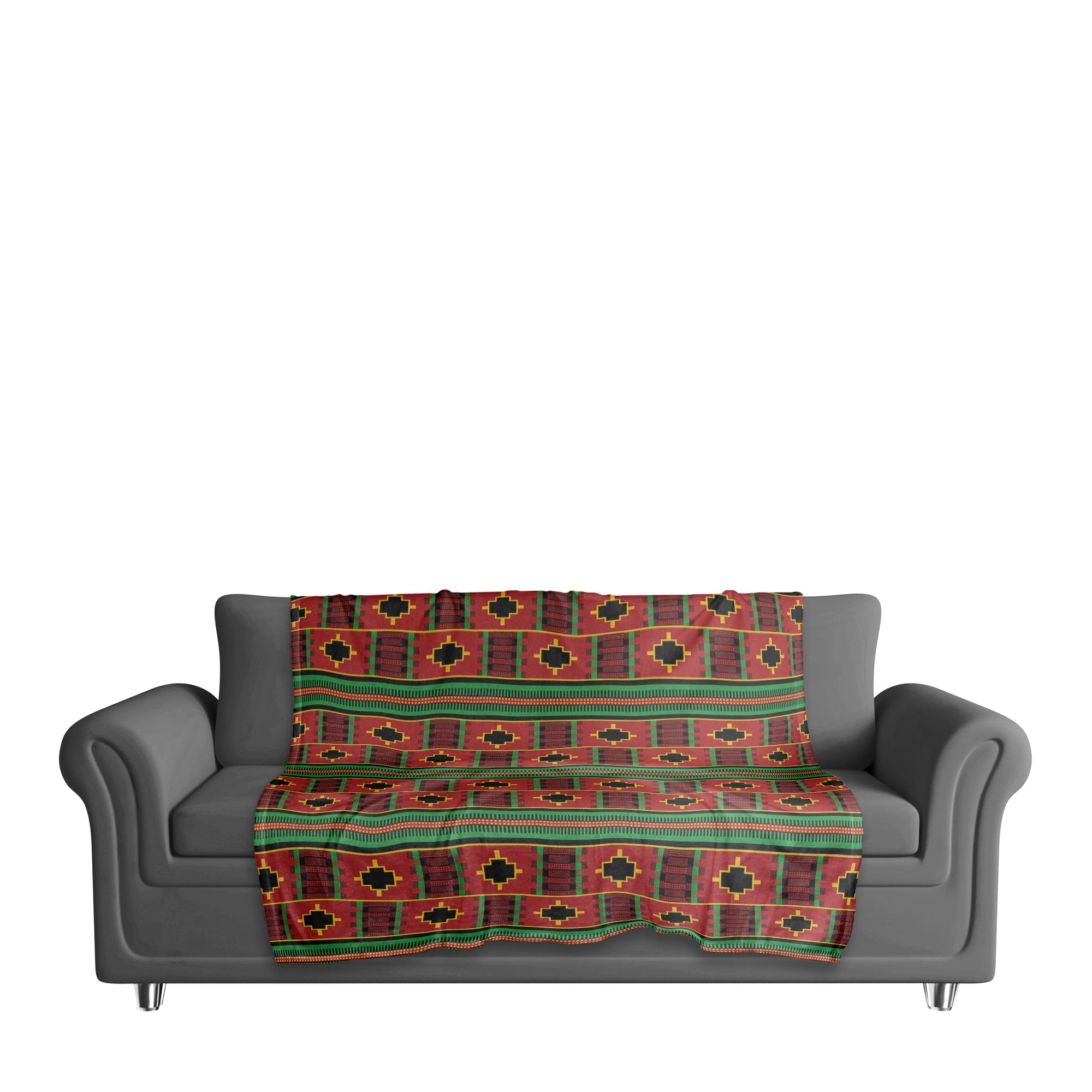 Kwanzaa Red, Green & Black Pattern Coral Fleece Blanket