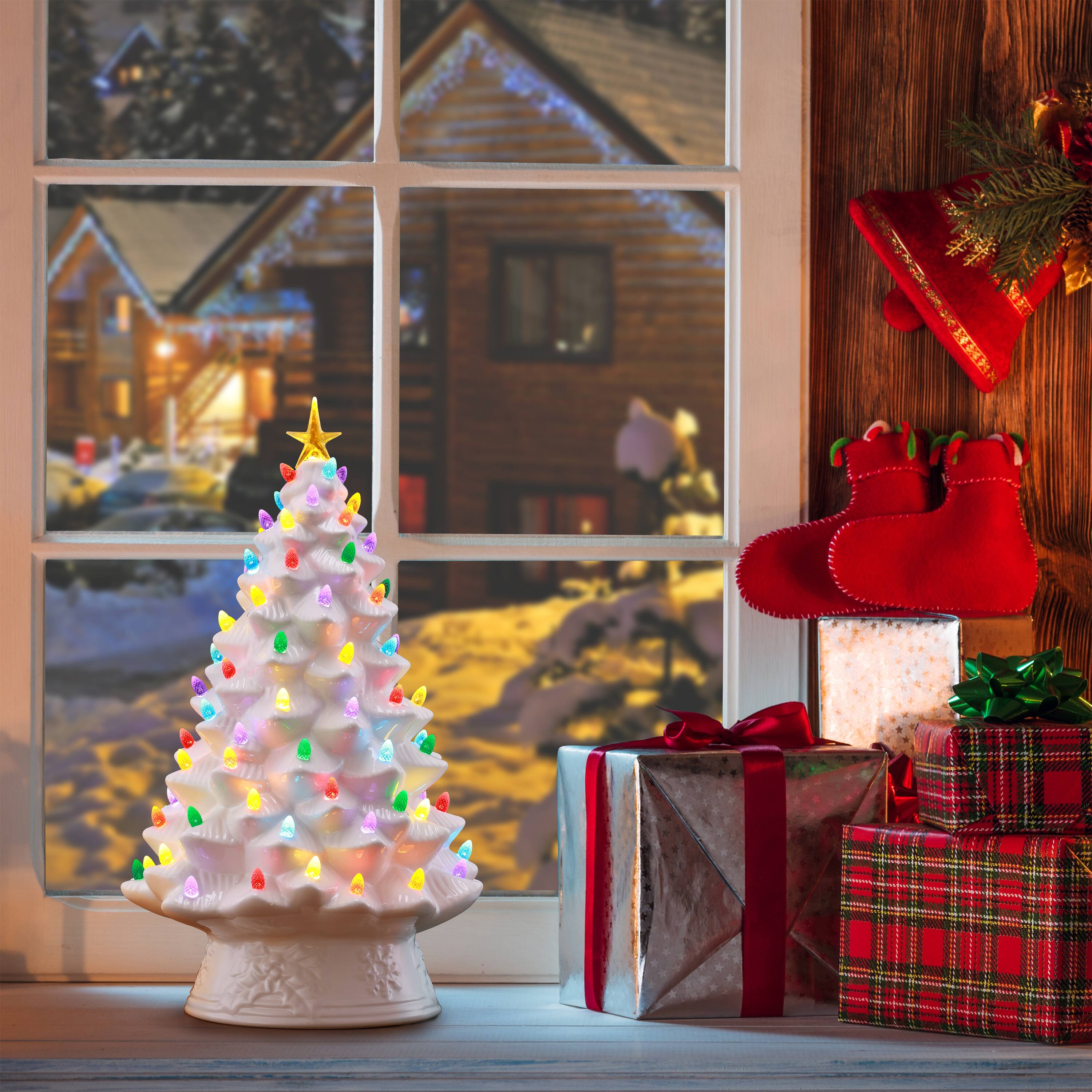 9&#x22; LED Nostalgic Ceramic Wreath